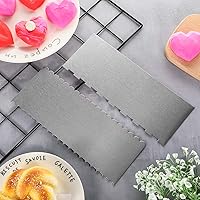 Vista 7 de 2 Pieces Stainless Steel Cake Scraper Large Double Sided Patterned Edge Stripe Edge Smoother Scraper Cake Decorating Comb Pastry Cutter for Mousse