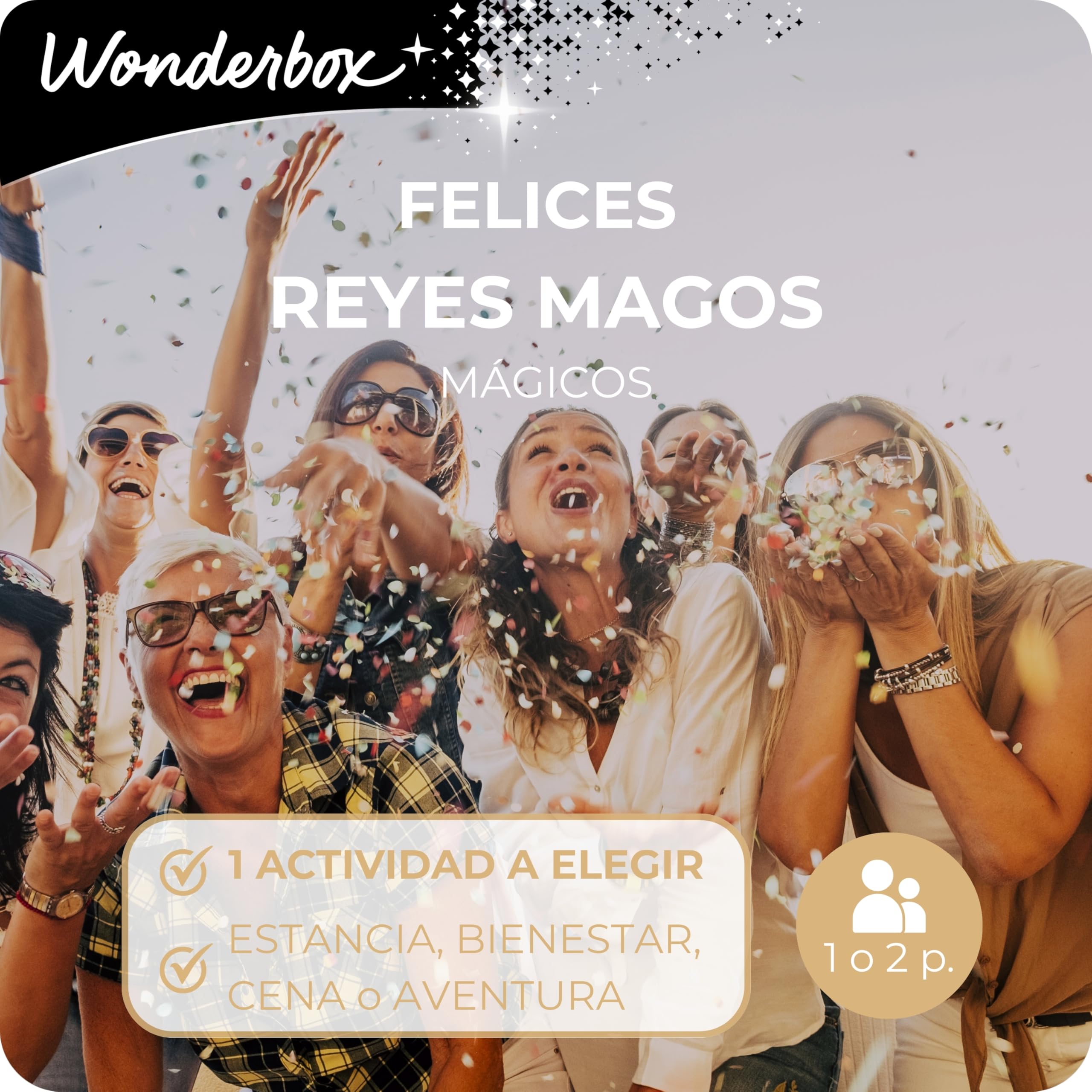 WONDERBOX - Caja Regalo - Felices Reyes Mágicos - para 1 o 2 Personas | 1 actividad a elegir - Más de 2200 experiencias - Estancia, cena, tratamiento o aventura