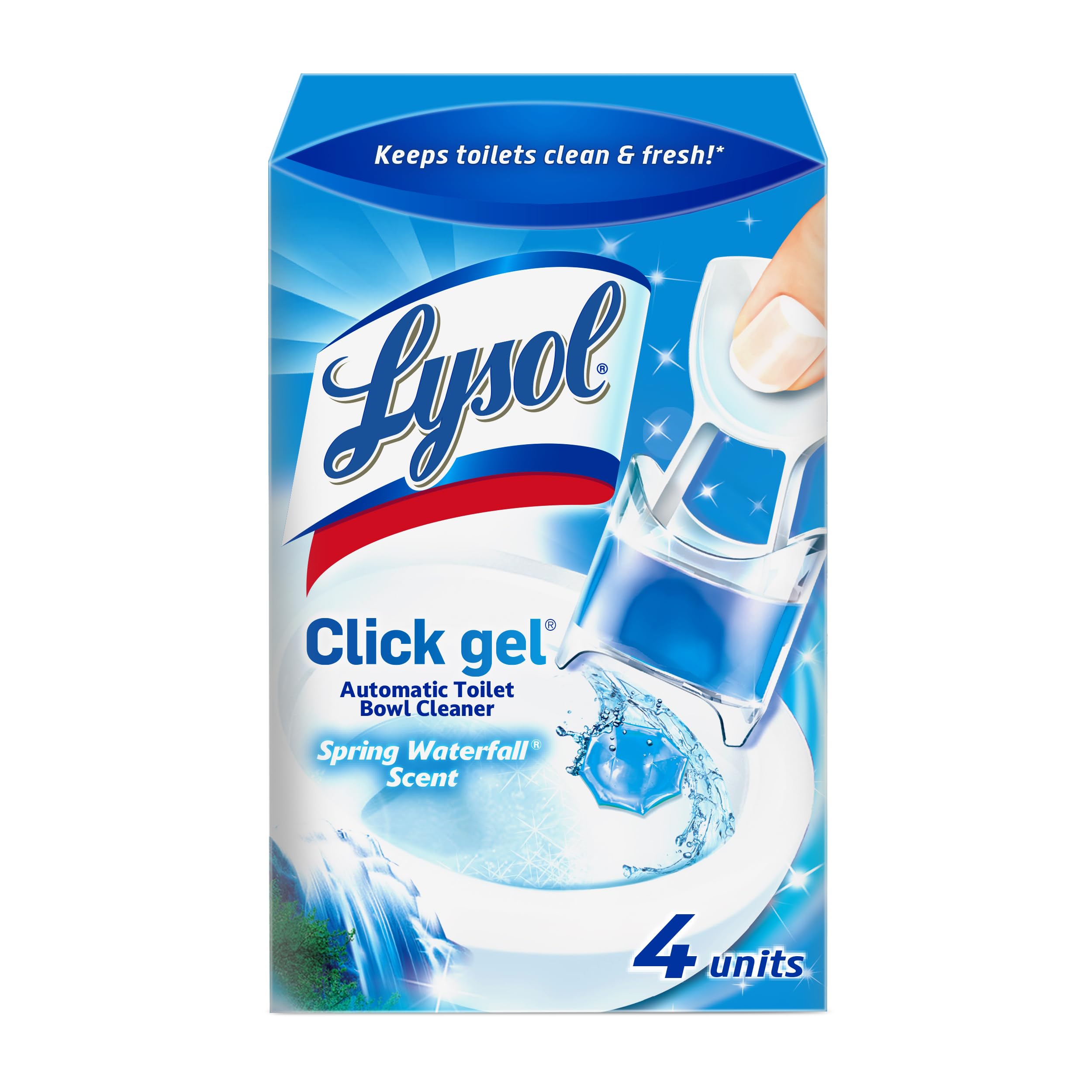 LysolClick Gel Automatic Toilet Bowl Cleaner, Gel Toilet Bowl Cleaner, for Cleaning and Refreshing, Ocean Fresh, 6 Applicators per Pack