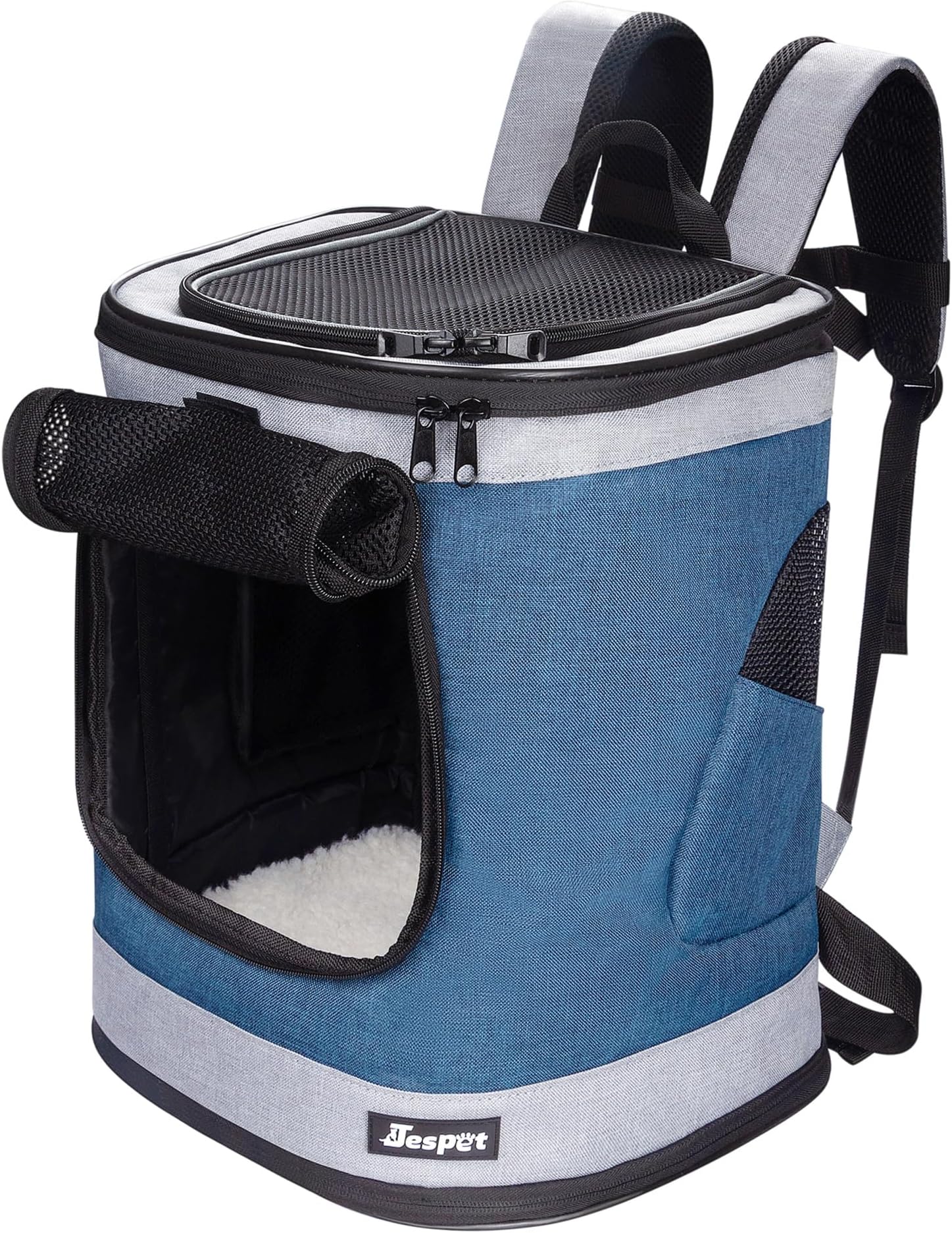 JESPET & GOOPAWS Pet Backpack Carrier for Small Dog, Puppy, Soft Carrier Backpack Ideal for Traveling, Hiking, Walking and Outdoor Activities with Family (Blue Grey)