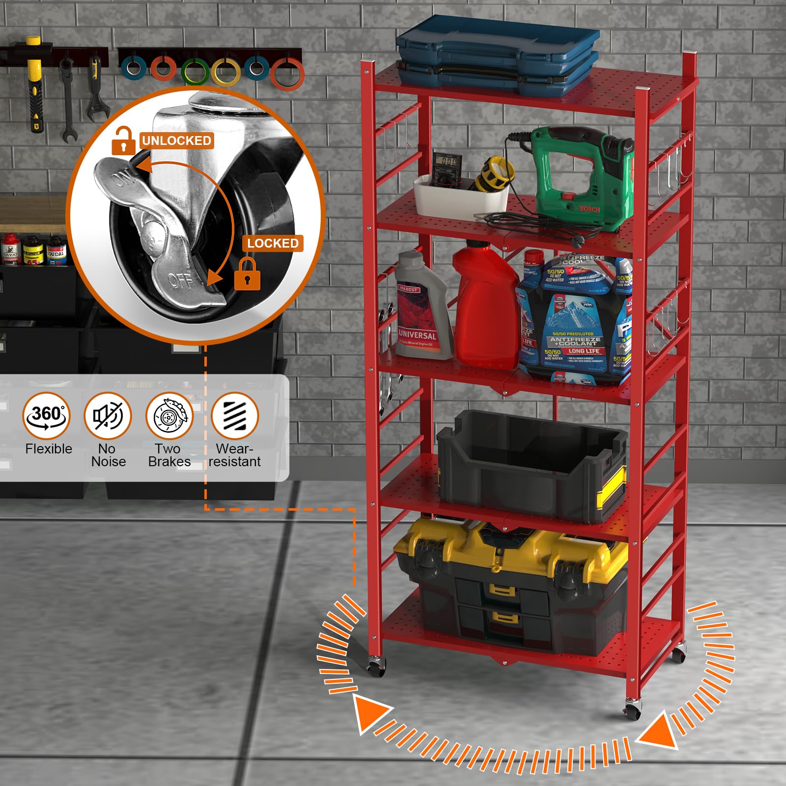 Himix Étagère De Rangement Pliable 5 Niveaux Avec 20 Crochets