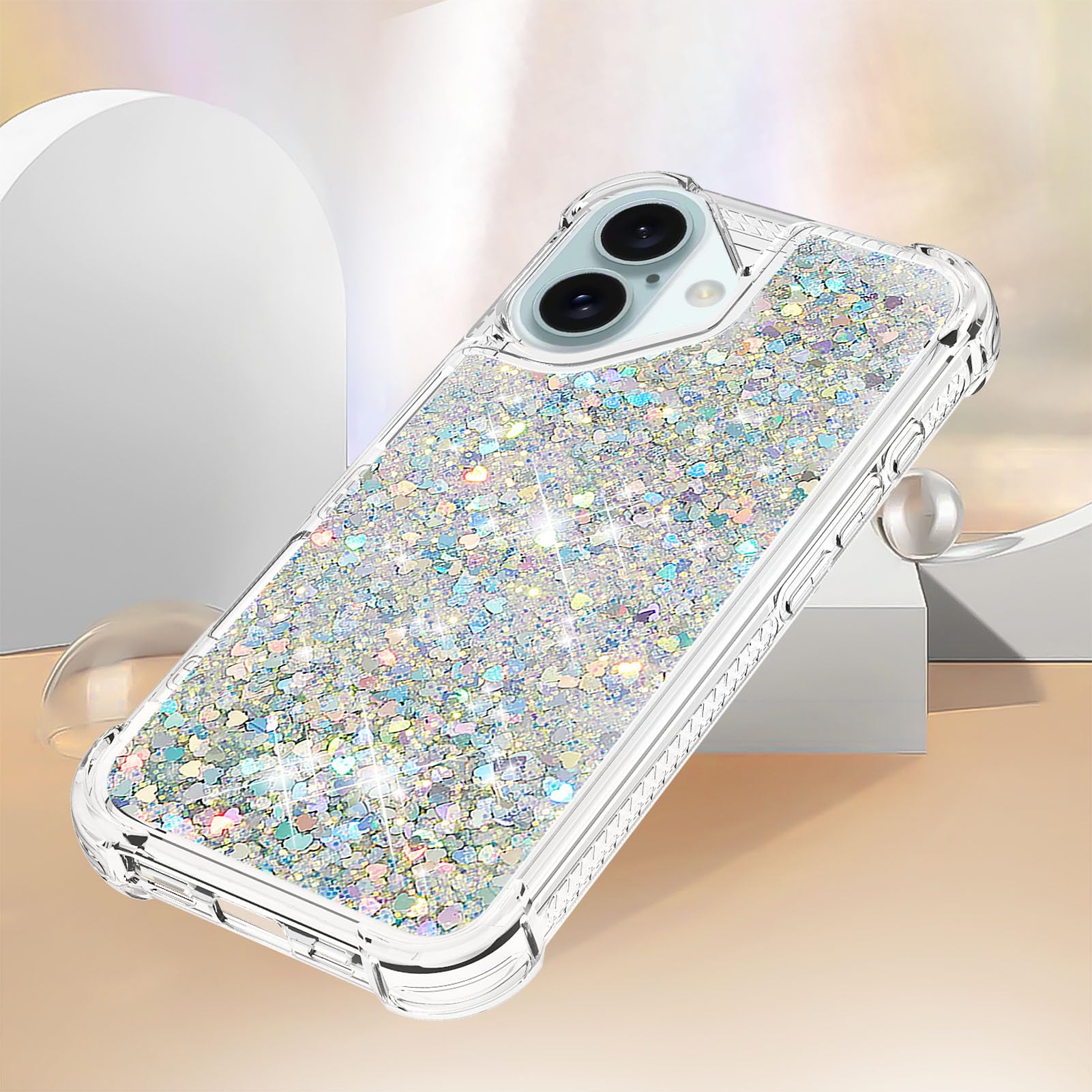 Custodia IPhone 16 Con Glitter Sabbie Mobili - Cover Trasparente Con Glitter Liquidi - Protezione Antiurto - Foto 12