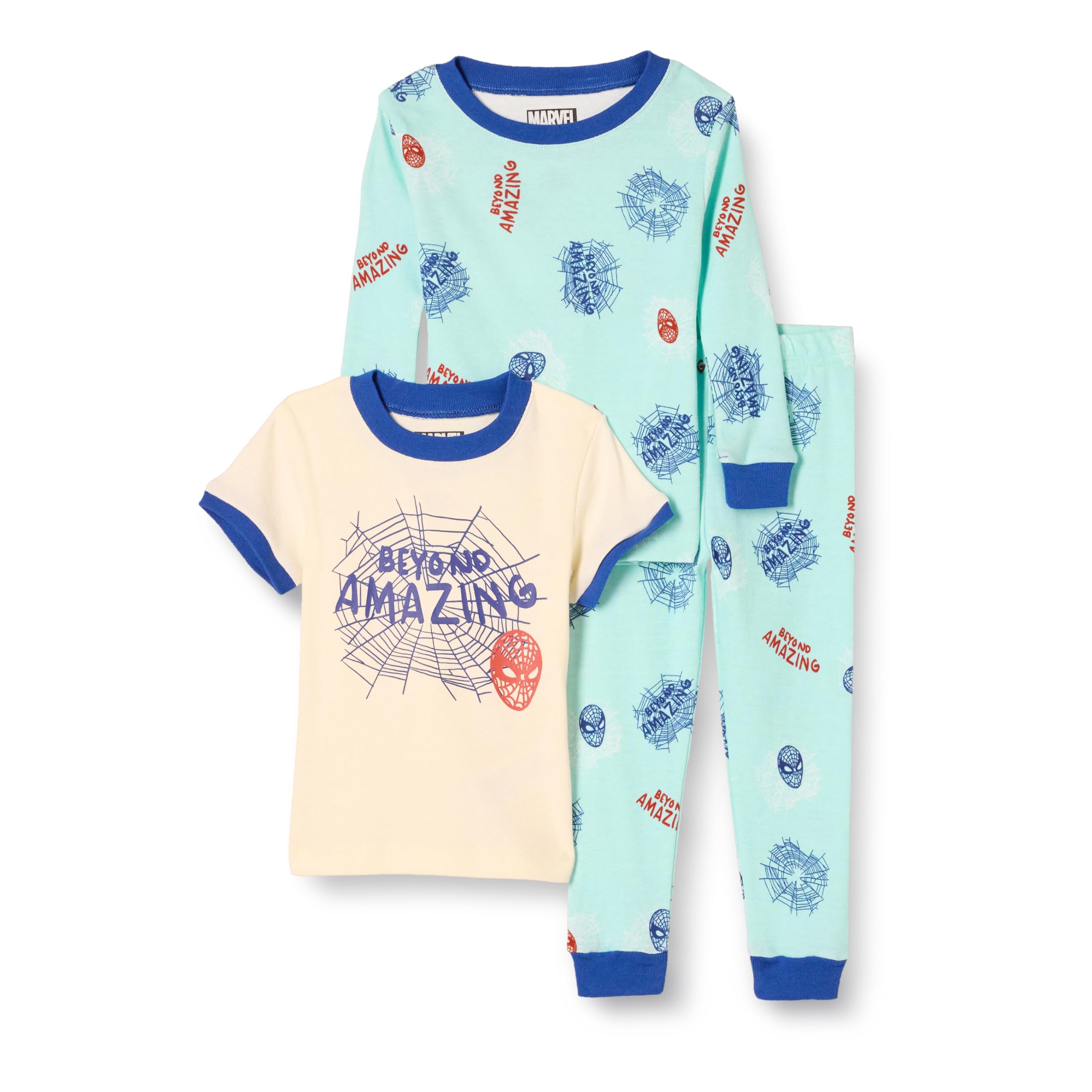 Amazon Essentials Marvel Pigiama Aderente, 3 Pezzi Bambini e Ragazzi