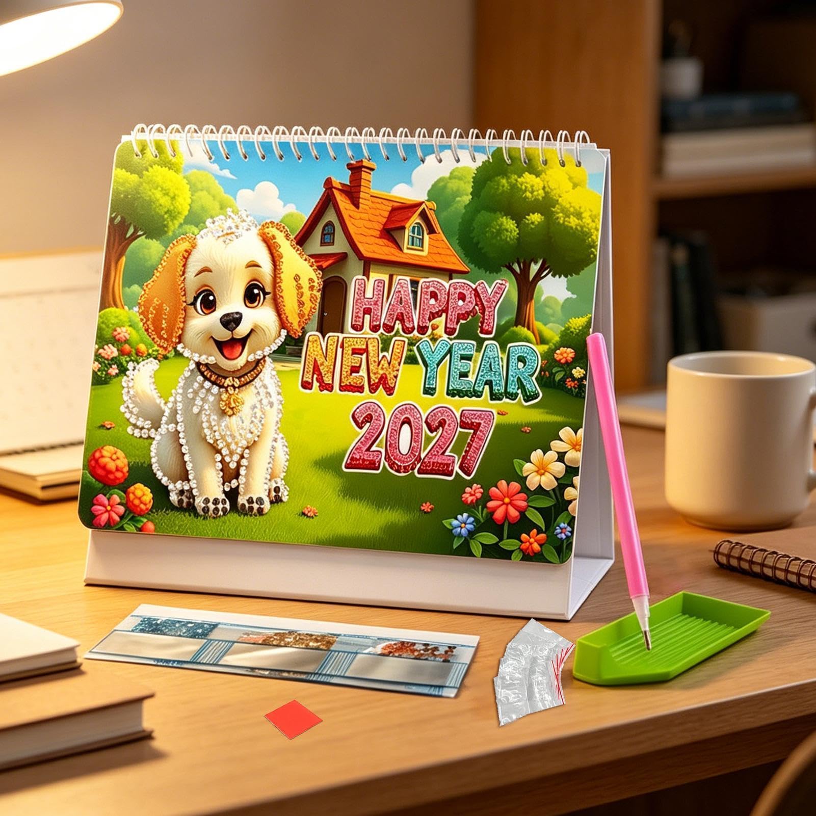 2027 Schreibtischkalender DIY Tier-Strassstein-Malerei