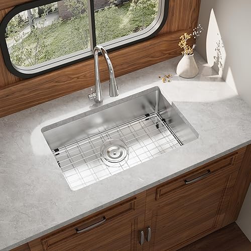 Miniatura 20 de Kitsitchen Fregadero de cocina para autocaravana de 23 pulgadas, fregadero de cocina de acero inoxidable calibre 18, fregadero de cocina de un solo