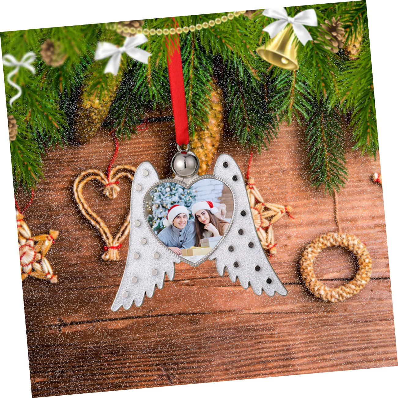 Cabilock 3 Ensembles Pendentif Sapin De Noël Lumières Féériques Lumière Décor d'ailes d'ange De Noël Guirlande Lumineuse Extérieure Vignes avec Guirlandes Lumineuses Aile Métal 3 Pièces * 3