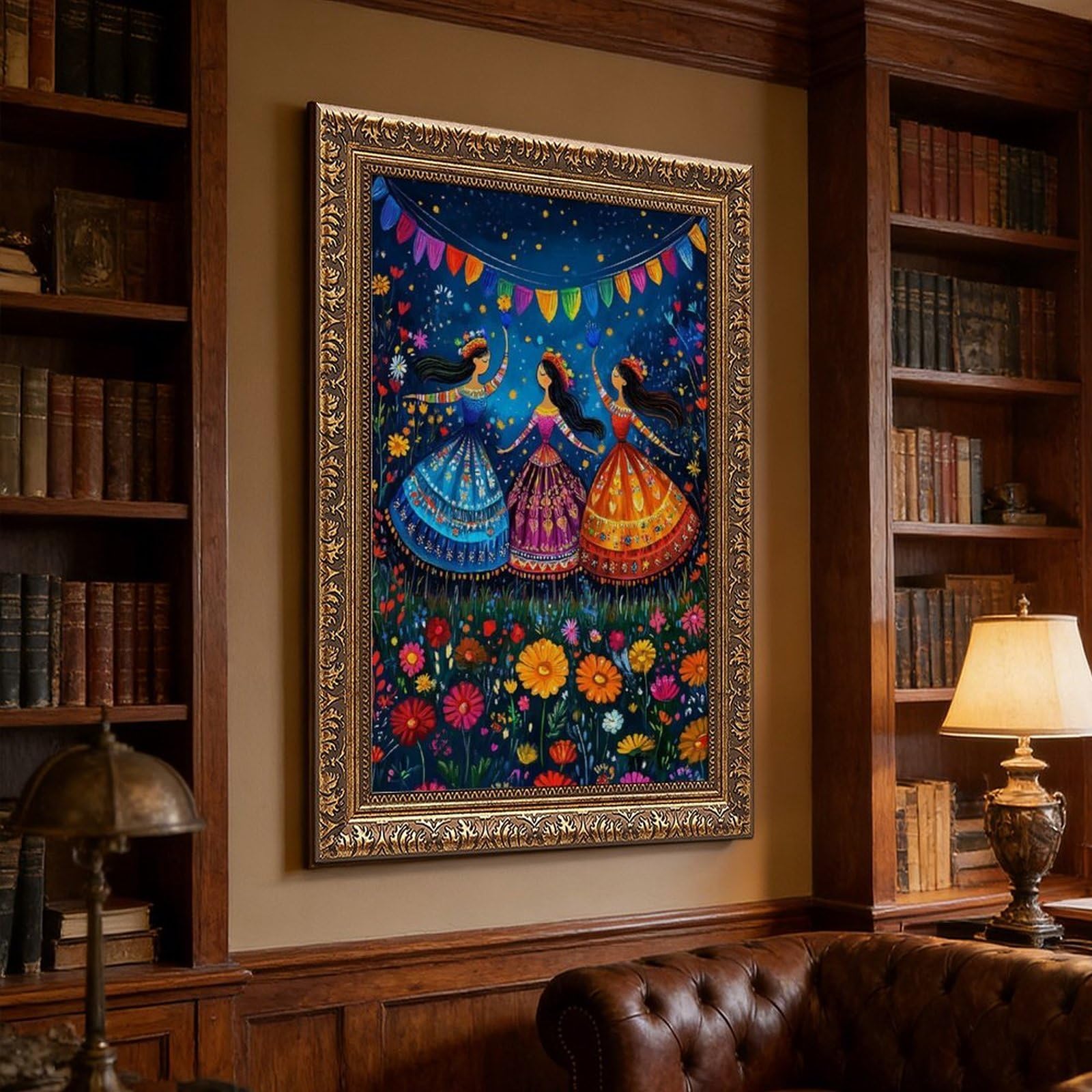 LXWNZE Oaxaca Ravanello Dancers Art_ Noche De Rábanos Festival Poster su tela Decorazione per camera da letto Paesaggio Ufficio Camera Decorazione Regalo 40,6 cm L x 61 cm W