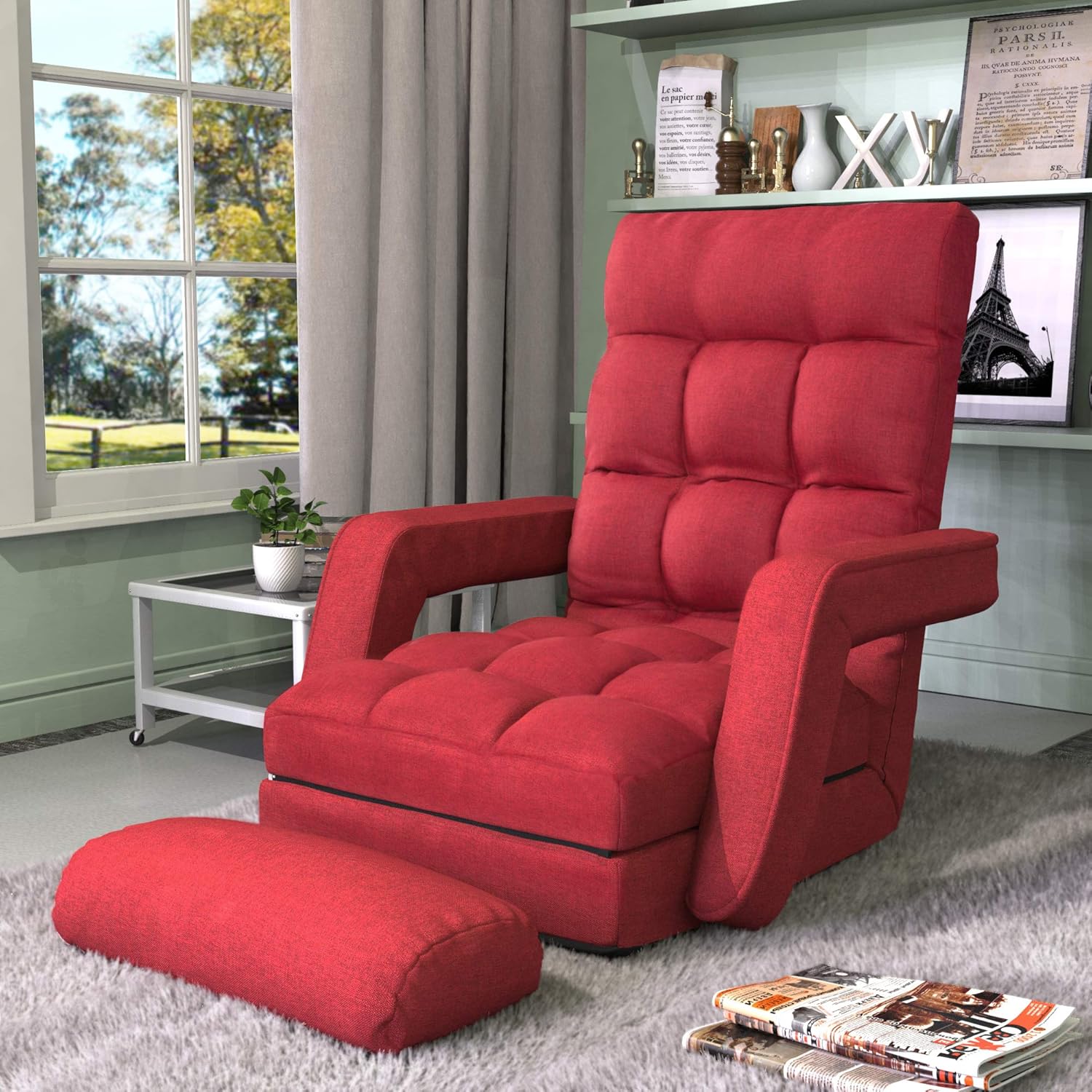 Buy Merax Sofa Lounger Bed with Armrests and a Pillow Red Online at