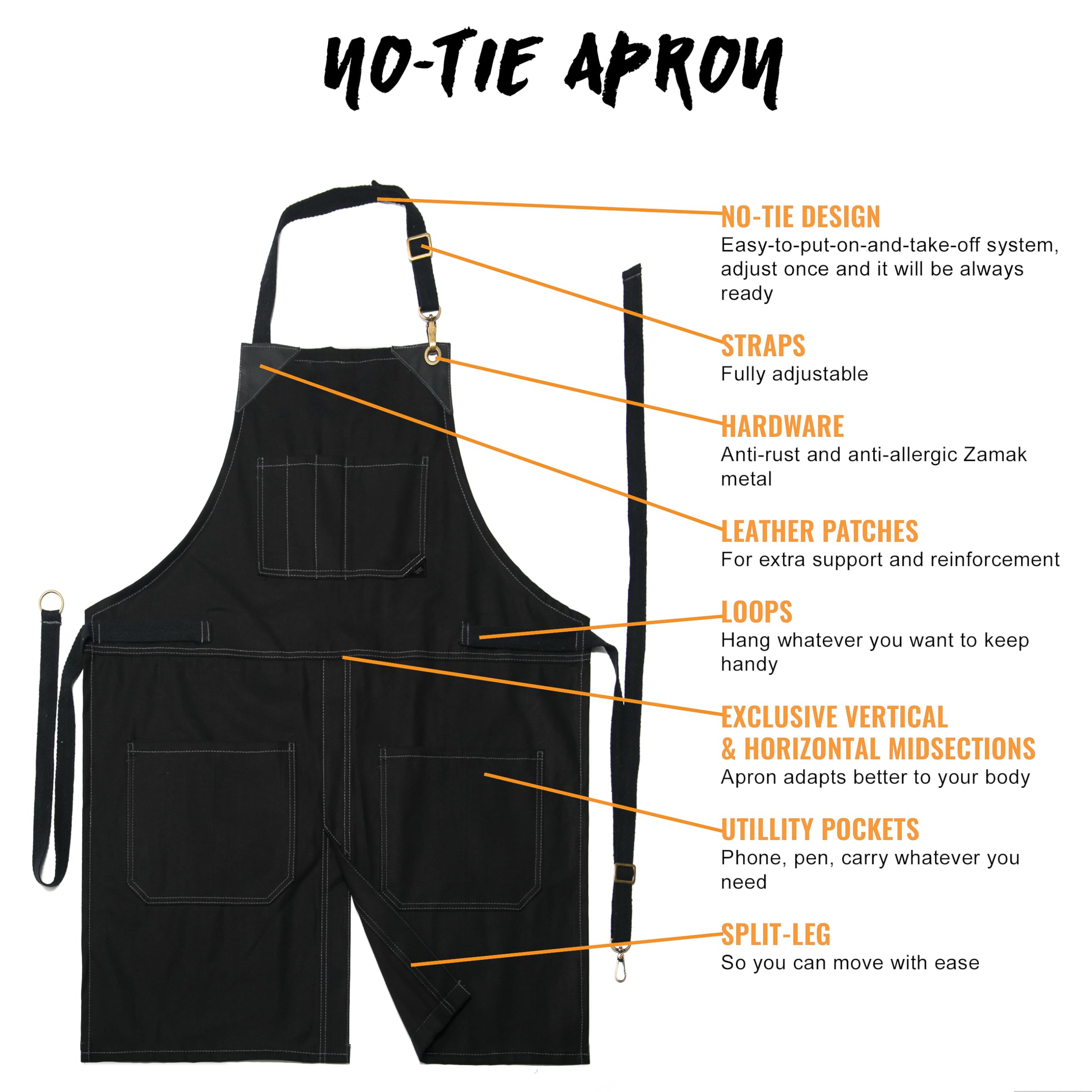 Under NY Sky No-tie Twill Apron Grembiule in twill senza cravatta Unisex - Adulto (Pacco da 1)