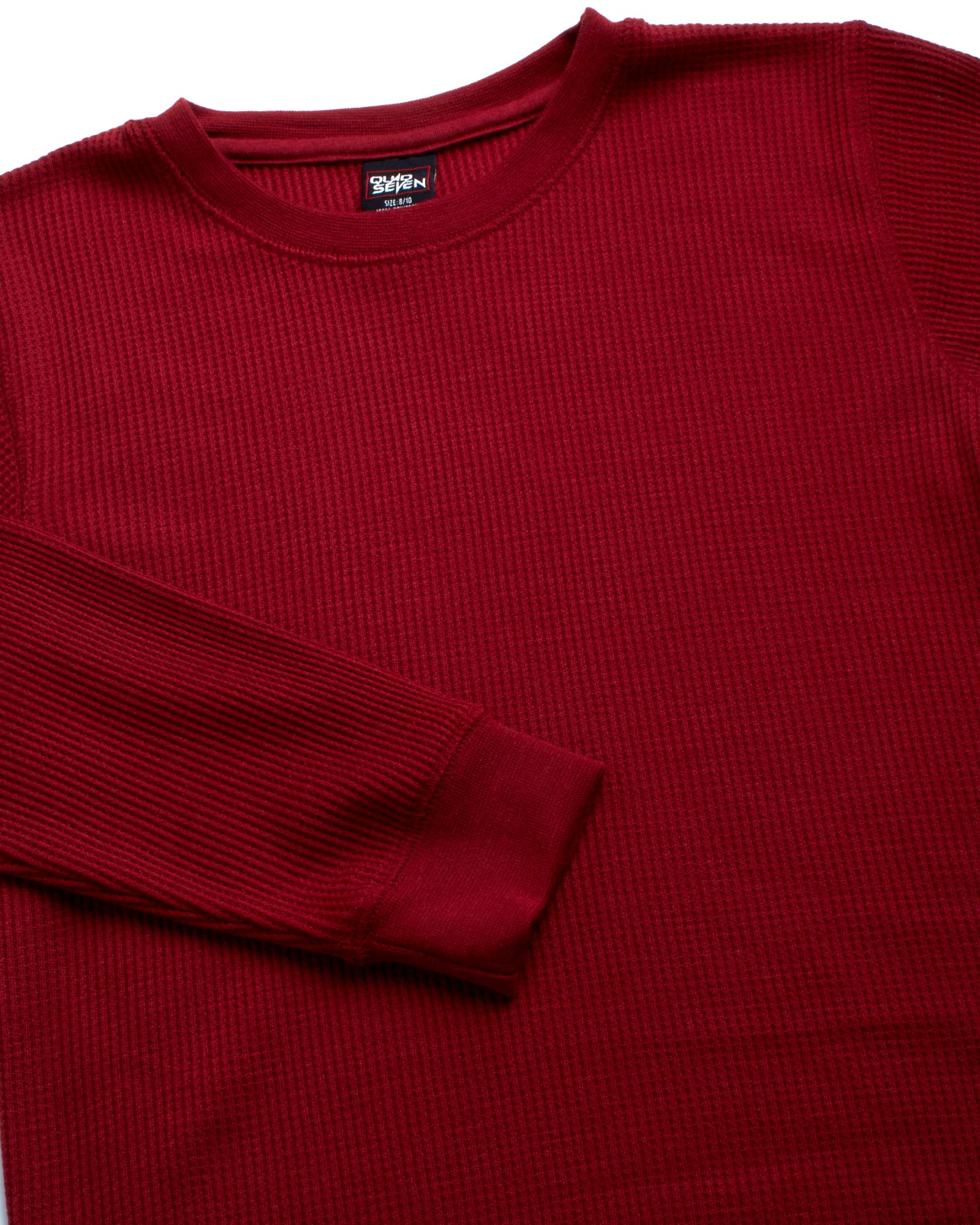 Quad Seven Camisas de manga larga para niños, paquete de 2 camisetas térmicas de punto gofre con cuello redondo para jóvenes y niños (tallas: 8-18)