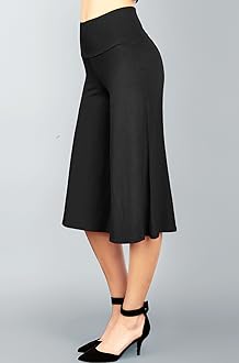 Made By Johnny WB876 Womens Knit Culottes Pants Black