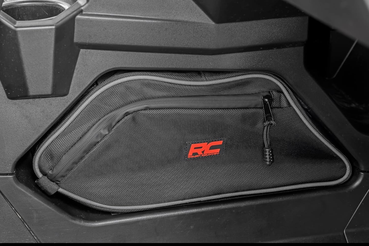 Rough Country Center Console Storage Bag for Polaris General XP4 1000 2016+ - Water & Dust Resistant UTV Storage Organizer with Dual Zippers