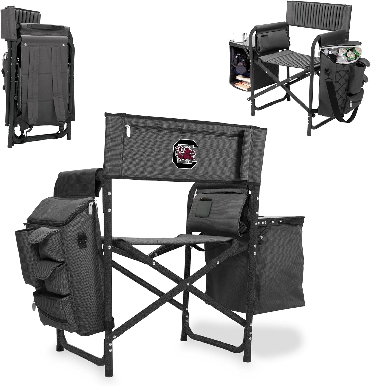NCAA South Carolina Gamecocks Fusion Camping Chair with Side Table and Soft Cooler - Beach Chair for Adults - Lawn Chair
