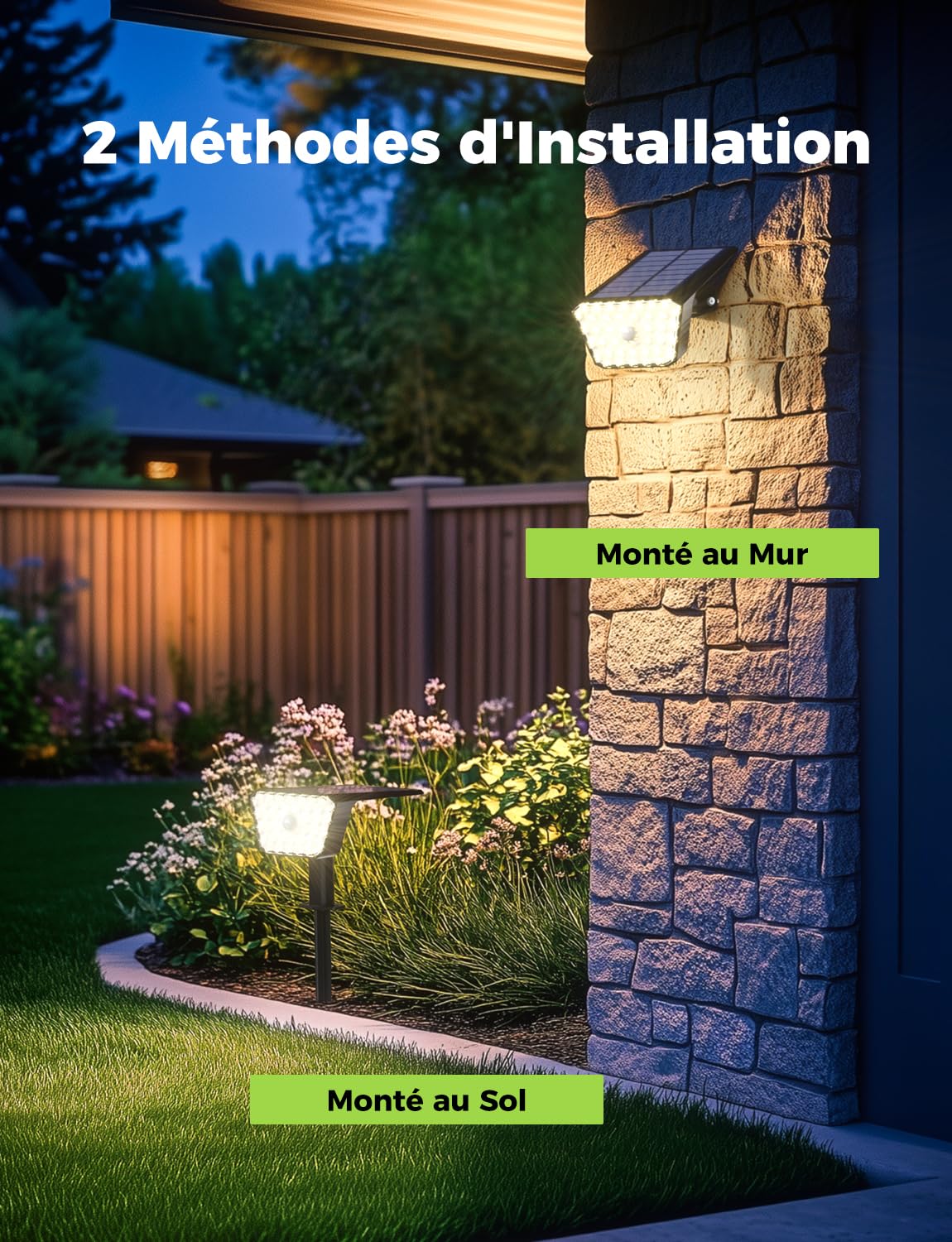Lampe Solaire Exterieur Detecteur de Mouvement, 6 Pièces, IP67 | 4 Modes, 39 LED 3000K, Montage Mur ou Sol, Allumage Automatique au Crépuscule, Jardin Terrasse Garage, Blanc Chaud