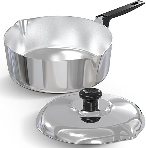 Miniatura 8 de Sartén de Saltear de Aluminio Fundido con Tapa de 12 pulgadas - Sartén Profunda para Freír Apta para Horno con Tapa, Dos Picos Laterales y Mango