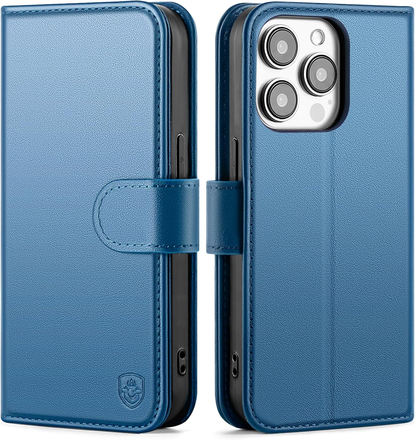 Compatible with iPhone 12 Pro Max Genuine Leather Case Wallet with Card Holder,Women Men Real Leather Flip Folio RFID Blocking Credit Card Slots Phone Cover,for Apple 12 ProMax,Light Blue