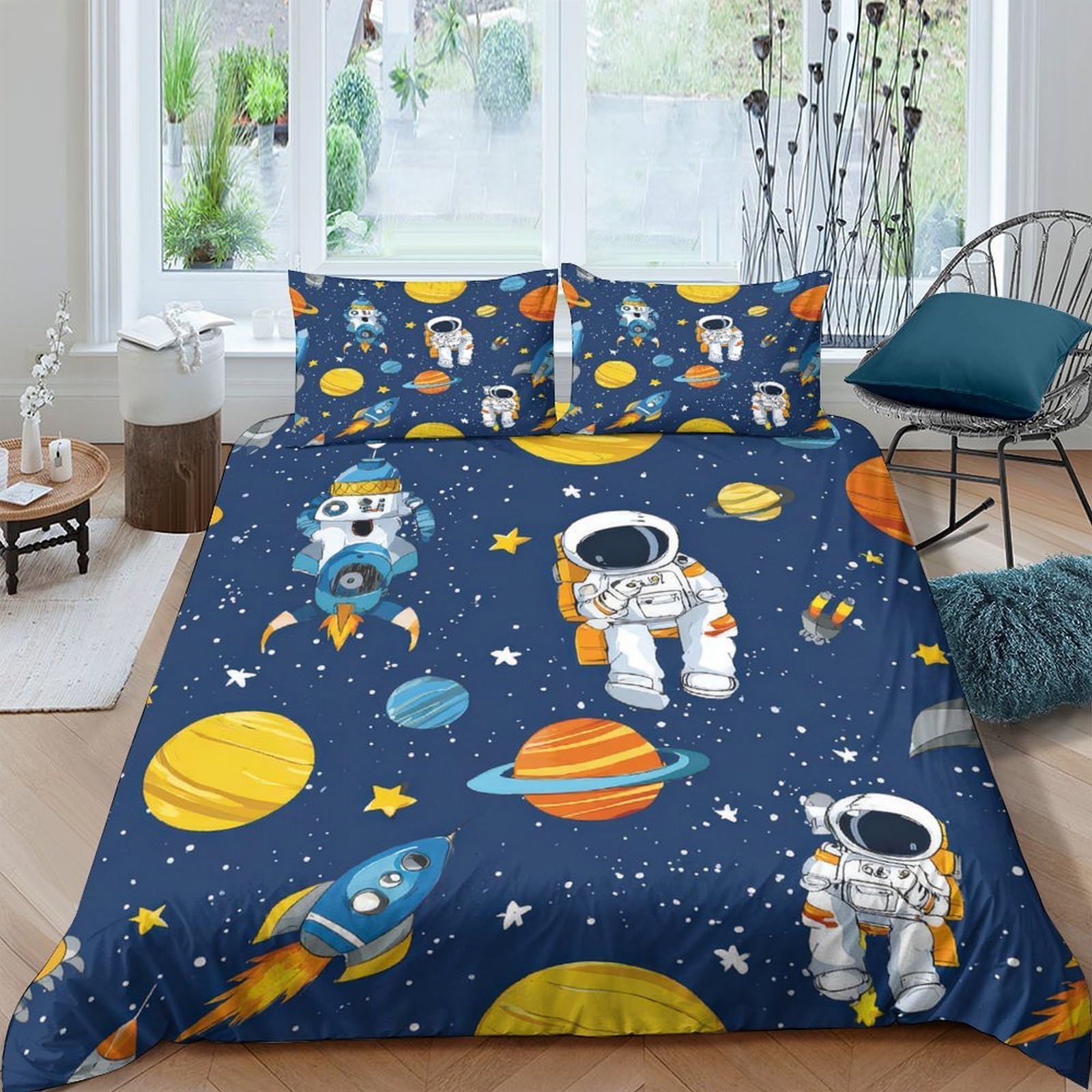 Housse pour couette imprimé 3D espace confortable grand lit 260x220cm