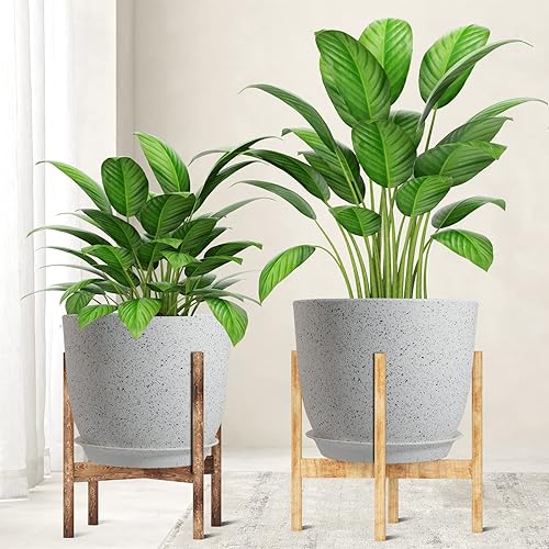 Miniatura 3 de WOUSIWER Macetas de 1098 pulgadas, juego de 3 macetas modernas de plástico decorativas con agujeros de drenaje y platillos para plantas de interior,