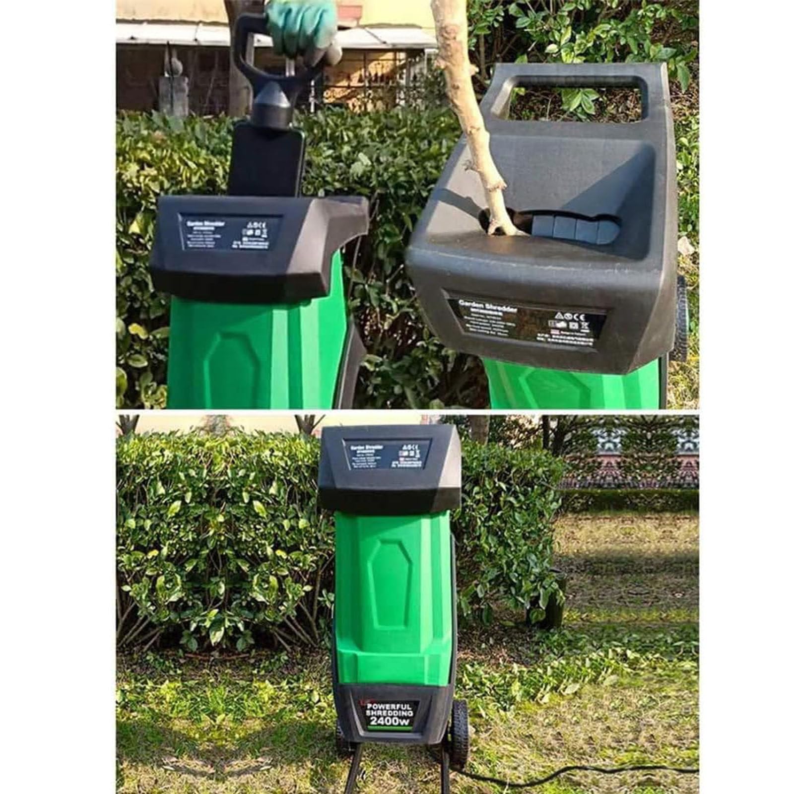 Biotrituratore Elettrico Portatile da Giardino,Sistemas di Lame Rotanti 2400W