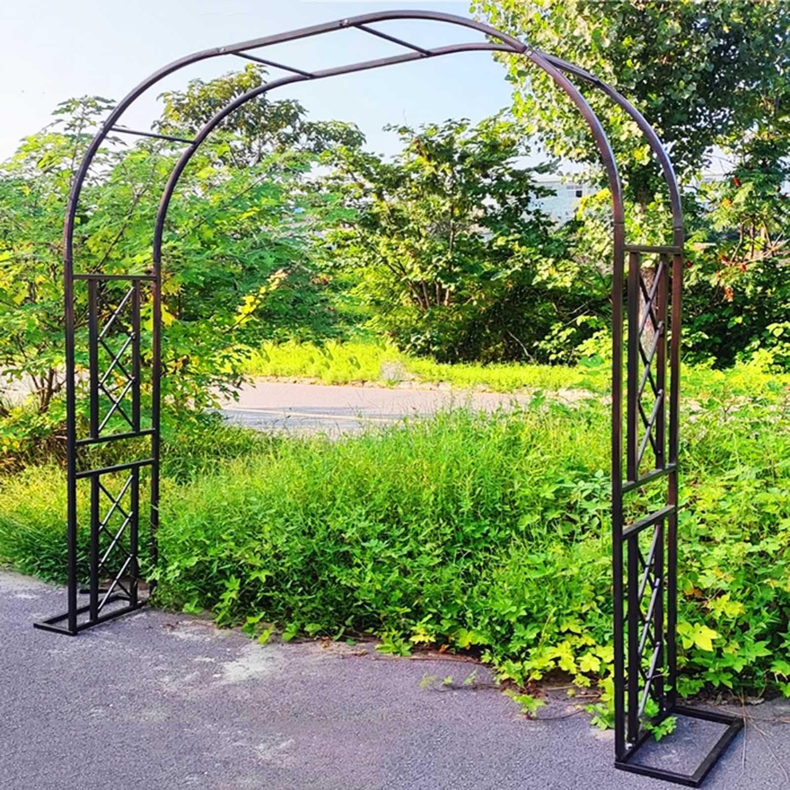 QYANPEN Heavy Duty Garden Arch Metal Rose Arches Wide 140cm 180cm 220cm 260cm 300cm 340cm Large Climbing Plants Support Archway Rustproof Garden Entrances Decoration Arch Trellis(Brown,260x230x40cm)