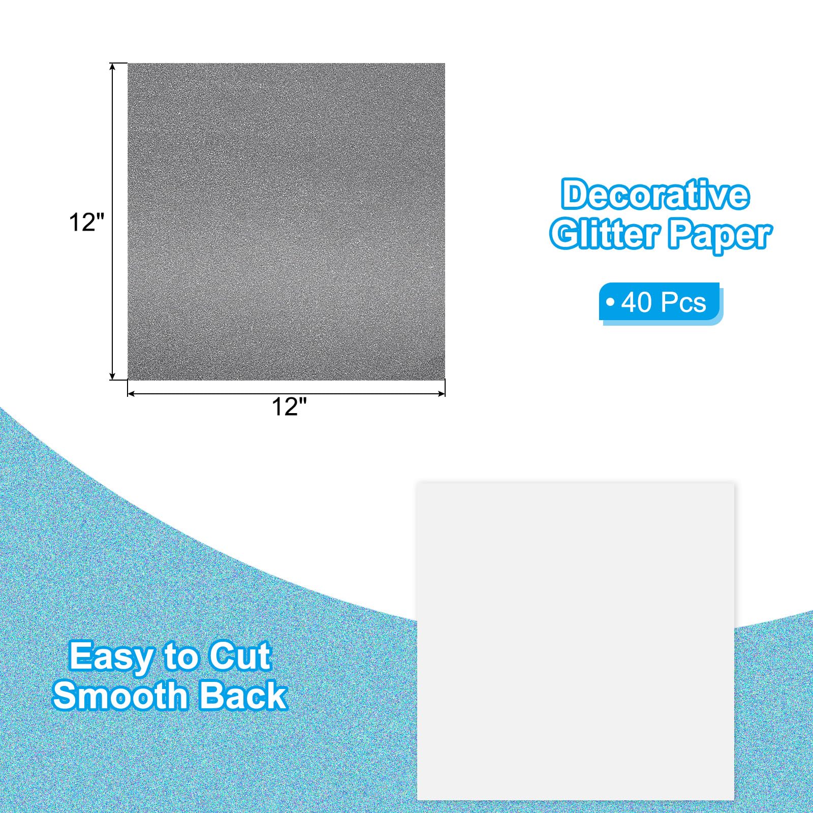 PATIKIL 40Sheets Grey Glitter Cardstock Paper - Image 2