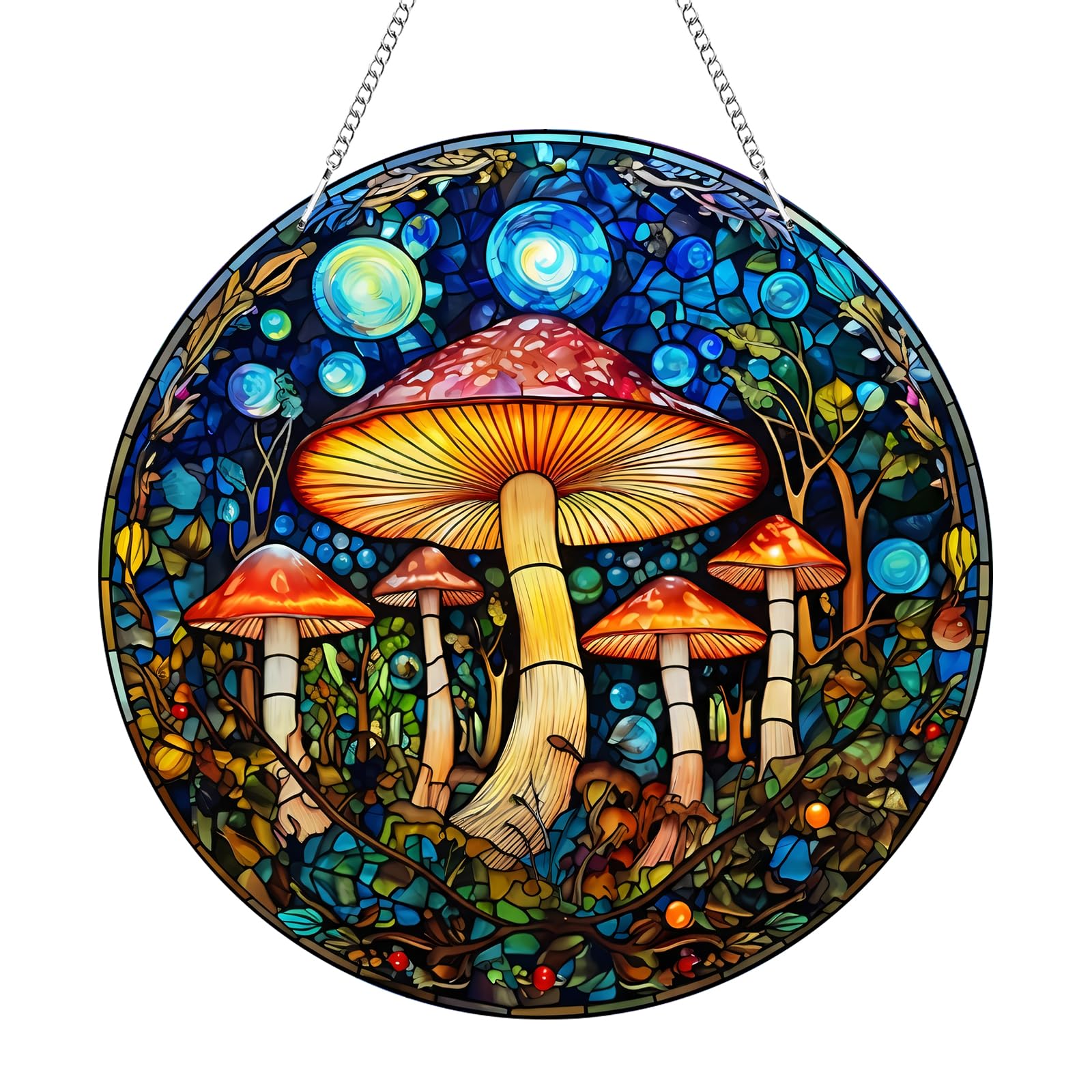 Mushroom Sun Catcher, Acrylic Stained Glass Window Hanging, Mushroom Suncatchers for Windows Hanging, Ornament Sun Catchers Indoor Window for Mushroom Lovers