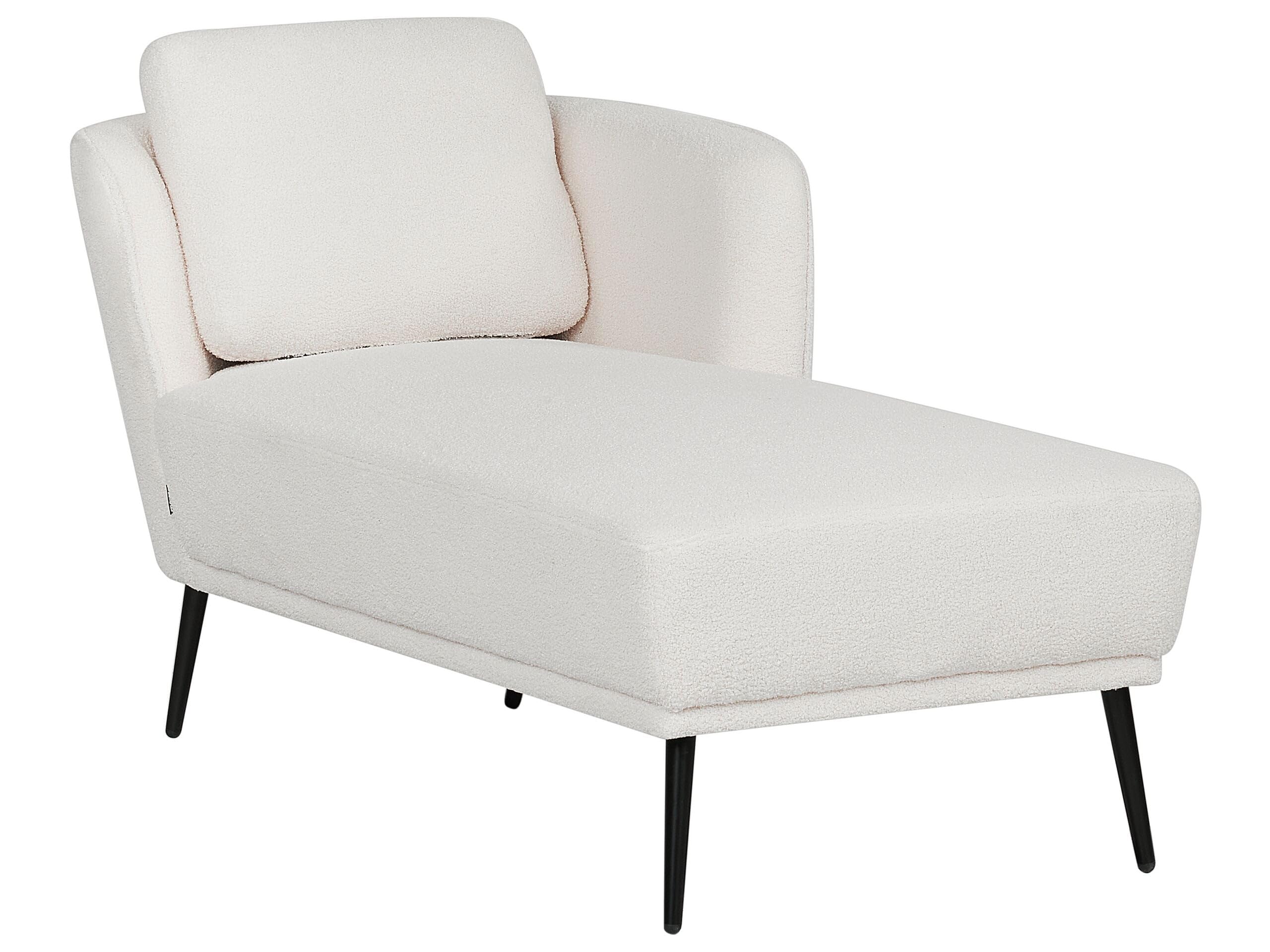 Beliani Chaise Longue à Gauche avec Coussin Méridienne de Salon en Bouclé Blanc Cassé Artheze