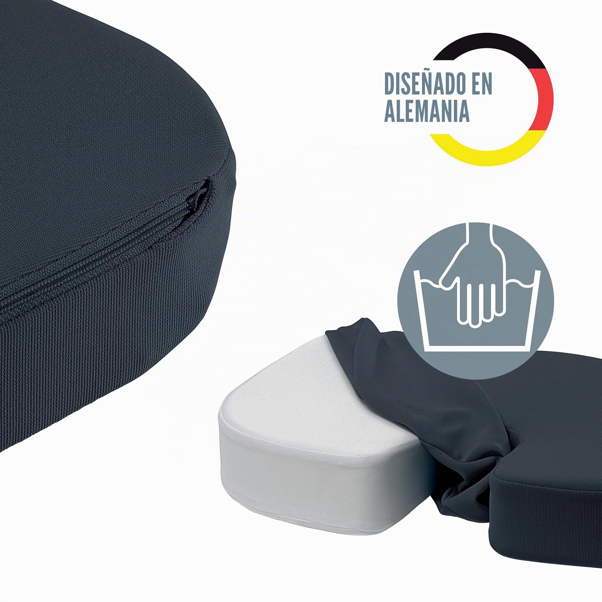 Leitz 52840089 - Cojín de Espuma para Sillas, Soporte Acolchado para Sillas Trabajar, Reduce la Tensión de la Espalda y el Cuello, Funda de Tela con Relleno de Espuma, Gama Ergo Cosy, Gris Terciopelo