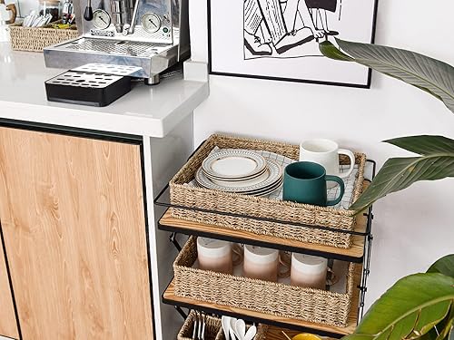 Miniatura 7 de StorageWorks Cestas de almacenamiento grandes, cestas de hierba marina para estantes, cestas de mimbre tejidas a mano para organizar, cesta de papel