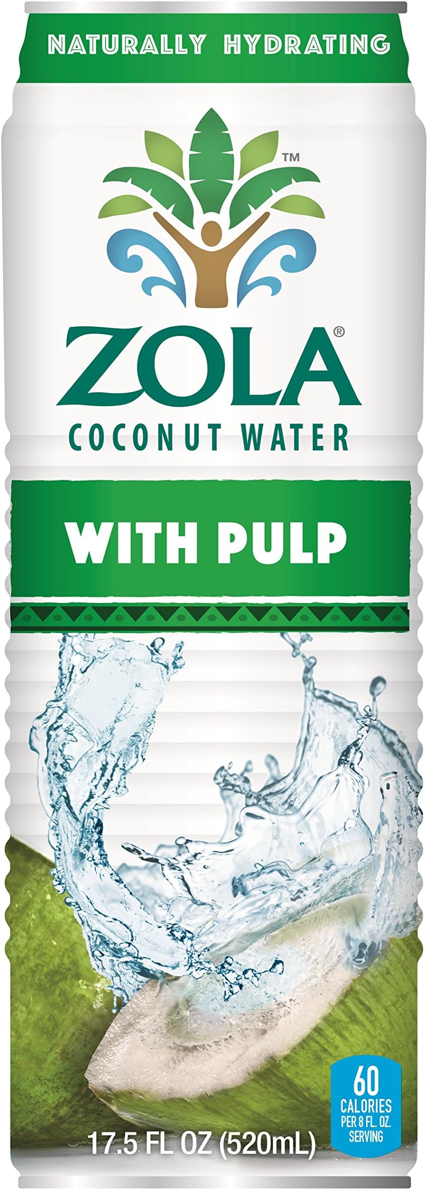 Zola 100% Natural Coconut Water with Pulp, 17.5 Ounce (Pack of 12)