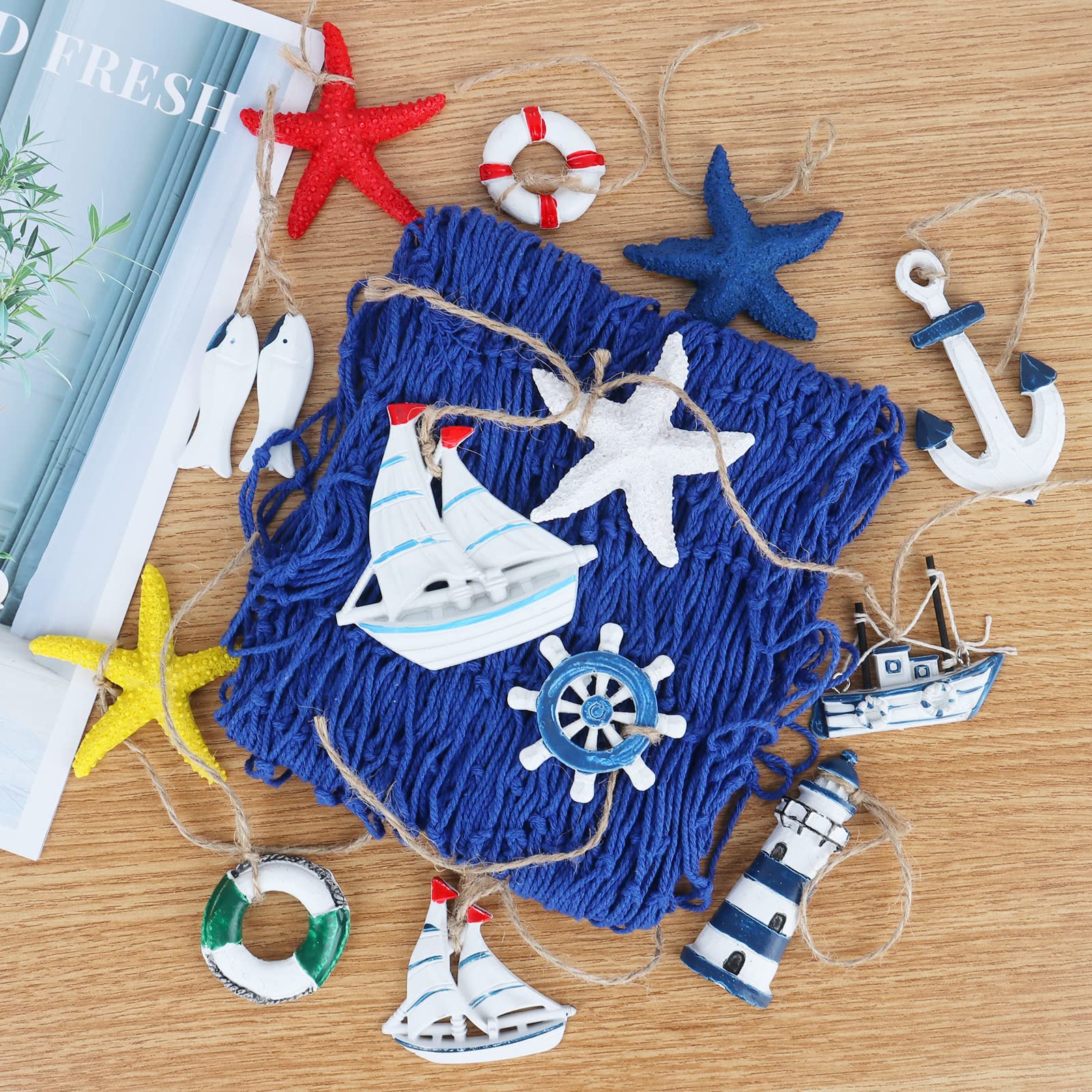 Kit Decorazione Nautica - 13 Pezzi Con Ancora, Barca, Stella Marina In Resina - Foto 7