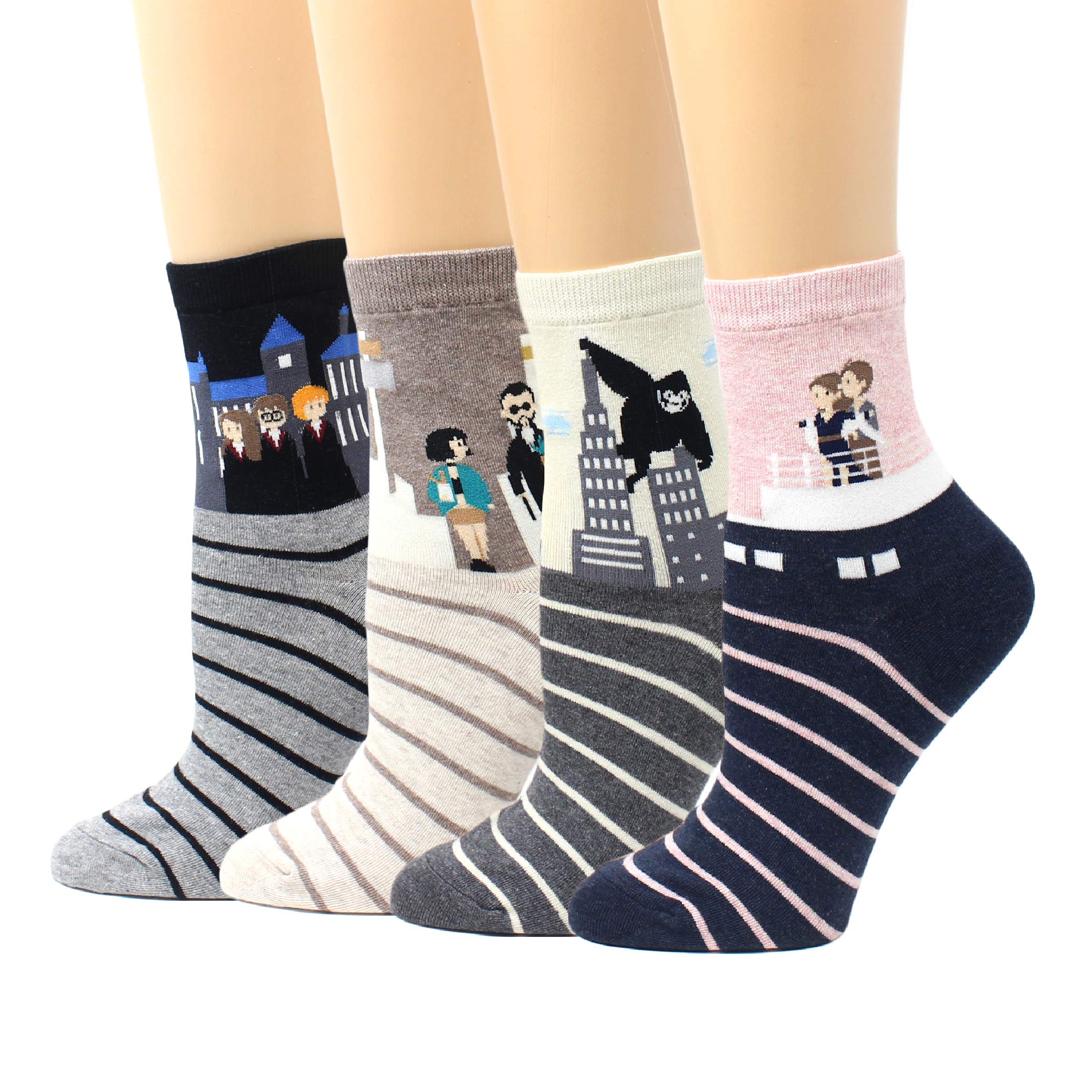 LIVEBEAR Women’s Cute Funny Novelty Casual Cotton Crew Socks (Made In Korea)