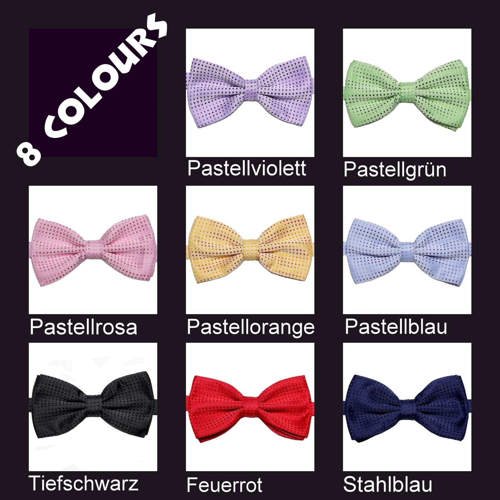 GASSANI Set Papillon Uomo a Punti 2 Pezzi Pre-Annodato Regolabile