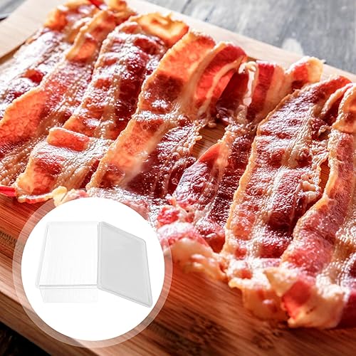 Miniatura 8 de Luxshiny Recipiente de almacenamiento de tocino para nevera, soporte de tocino, 40.6 fl oz, protector de carne, cortes en frío, conservador de queso