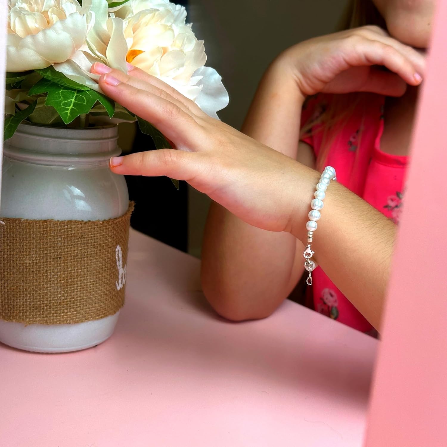 Baby Crystals Freshwater Cultured Pearl Bracelet, Baby Bracelets for infant girls Sterling Silver Jewelry keepsake for boys or girls, 1st Birthday Girl, 1 Year Old Girl Gifts - Image 5