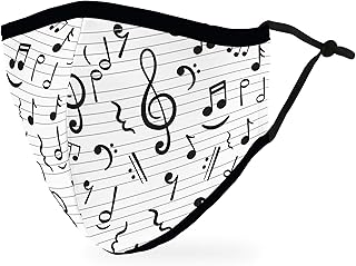 Weddingstar 3-Ply Adult Washable Cloth Face Mask Reusable and Adjustable with Filter Pocket - Music Notes