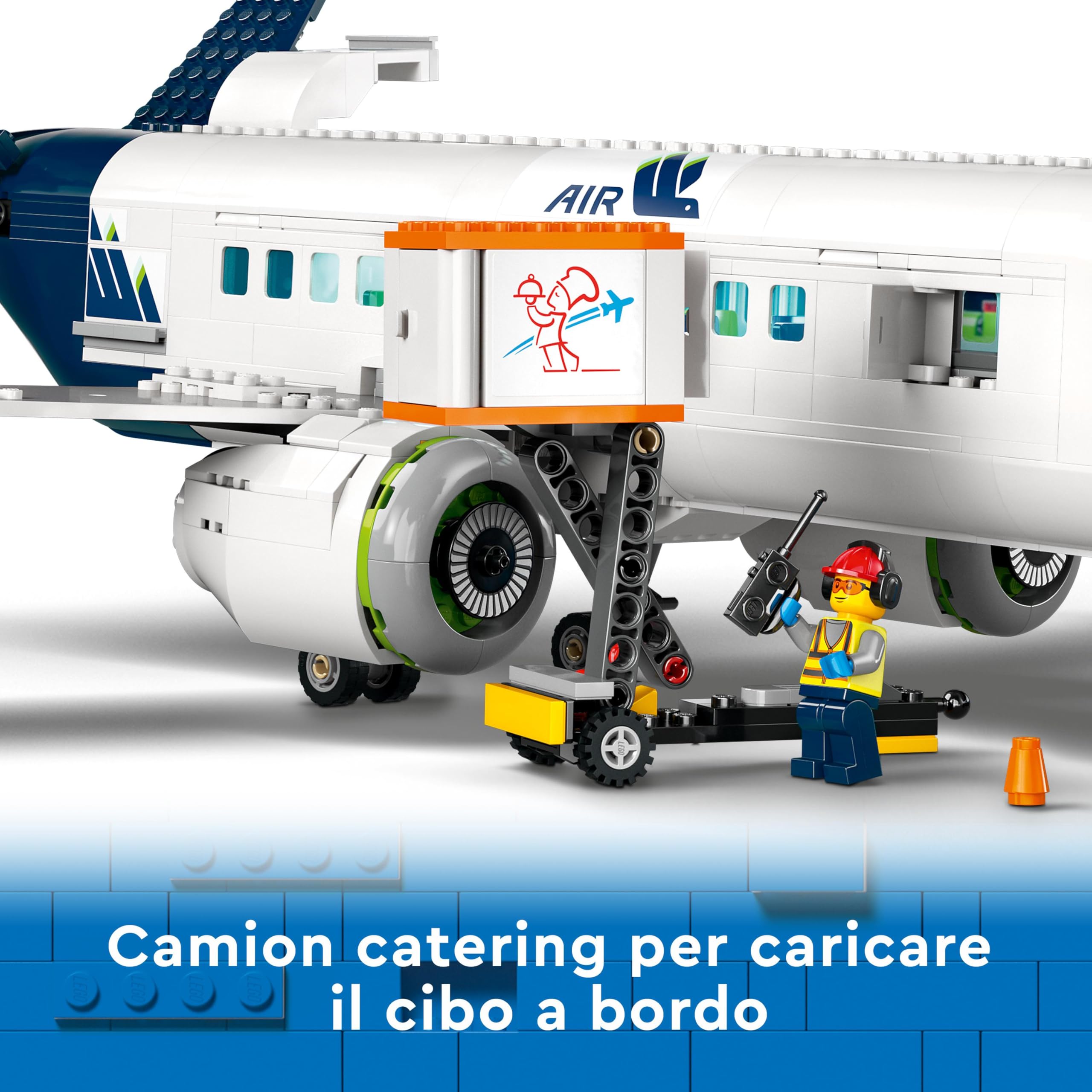 LEGO 60367 City Aereo Passeggeri, Grande Modellino di Aeroplano Giocattolo da Costruire con 9 Minifigure e Veicoli dell'Aeroporto: Autobus, Trattore Aeroportuale, Camion del Catering e Furgone Bagagli