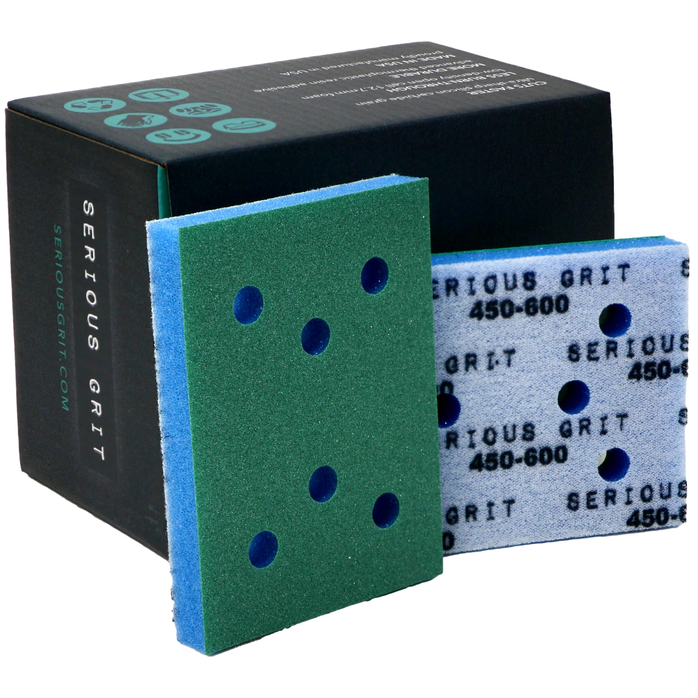 Serious Grit - 3x4 1/2" Foam Sanding Pads - 450-600 Grit Finish - 10 Pack