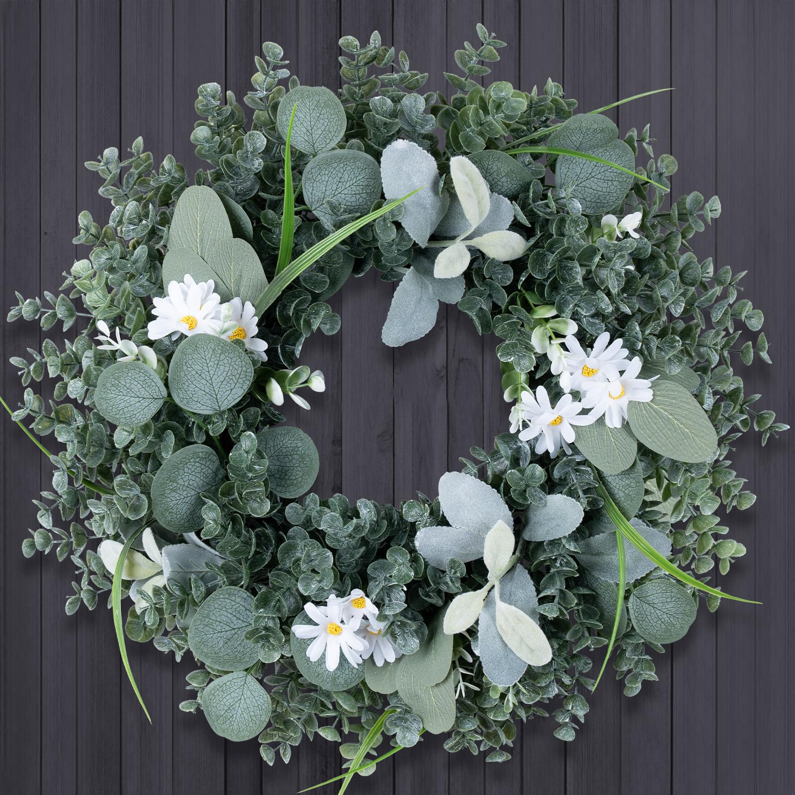 Door Wreath Green Eucalyptus for Front Door Wreaths Spring Summer Wreath 20 Inch Artificial Leaves Wreaths for All Season Home Farmhouse Porch Year Round Outdoor Wall Decorating