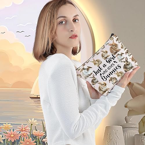 Miniatura 5 de LEVLO Divertida bolsa de cosméticos de conejo, regalo para amantes de los animales, solo una chica que ama a los conejitos, bolsa de maquillaje con