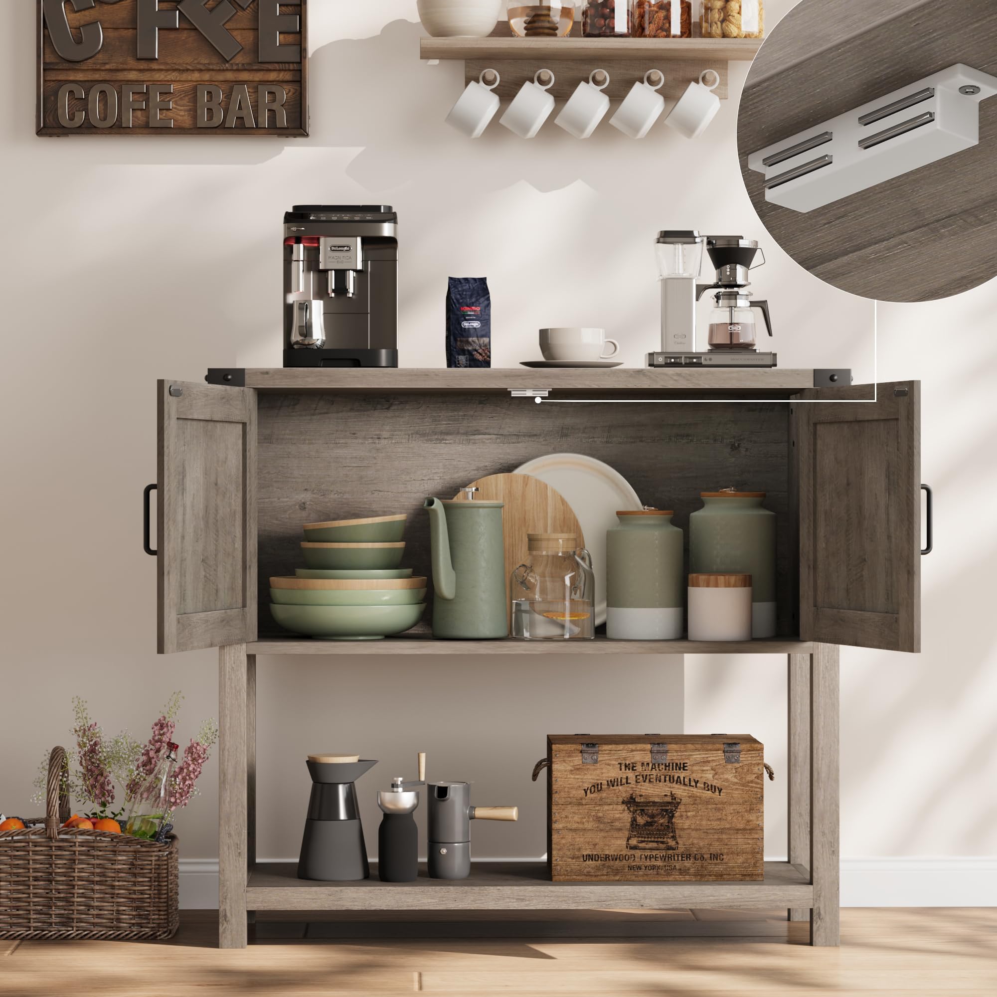 Garvee Mesita de Noche, Mesa Consola Estilo, Mueble Recibidor de Madera con Almacenaje, para Dormitorio y Salón, 77×34×86 cm (Gris)
