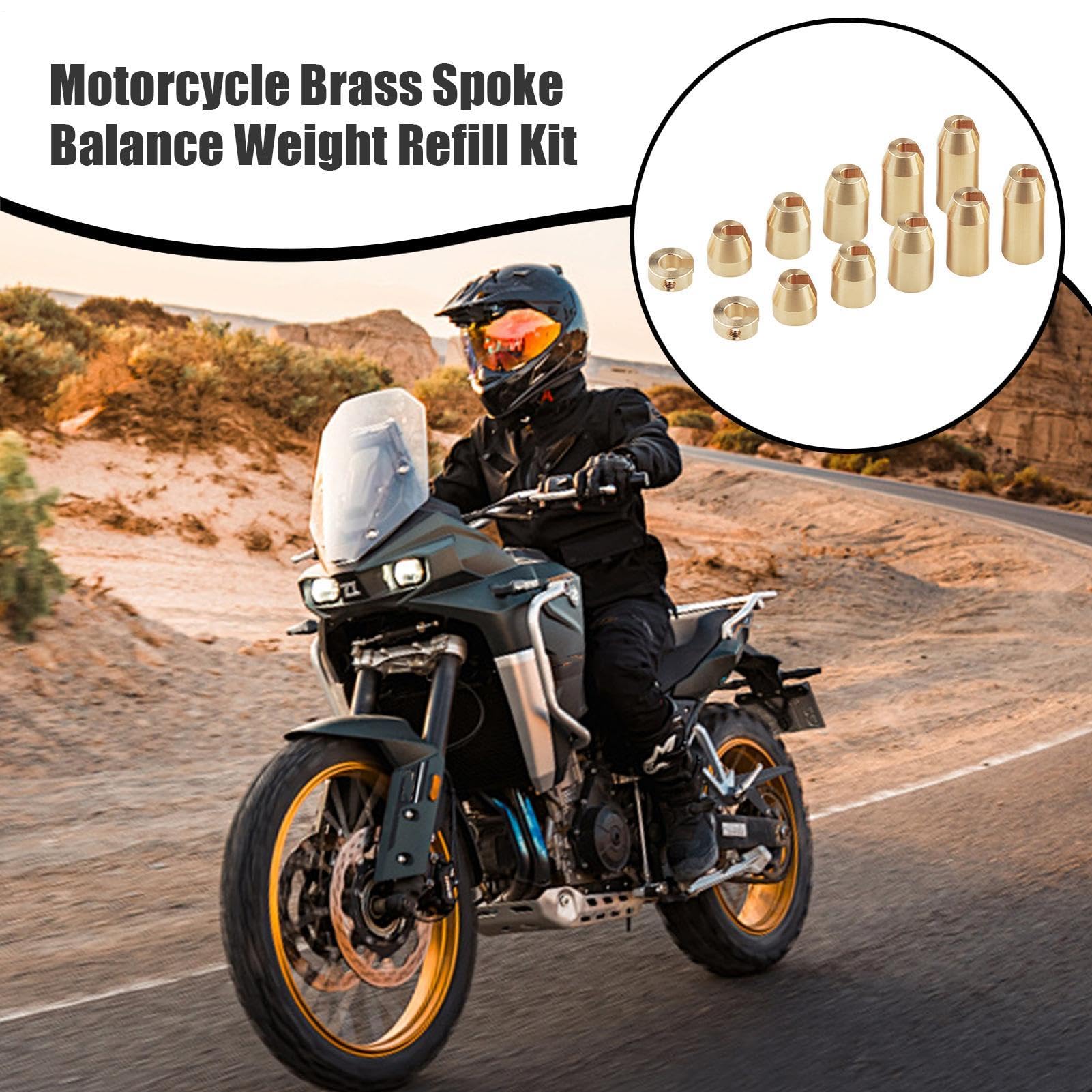 Générique Plombs pour Rayons - 1 Kit | Laiton Masses Équilibrage Roues Moto avec Jantes À Rayons, Ensemble Réutilisable pour Ajustage Précis, Outils Entretien Moto Route en Atelier