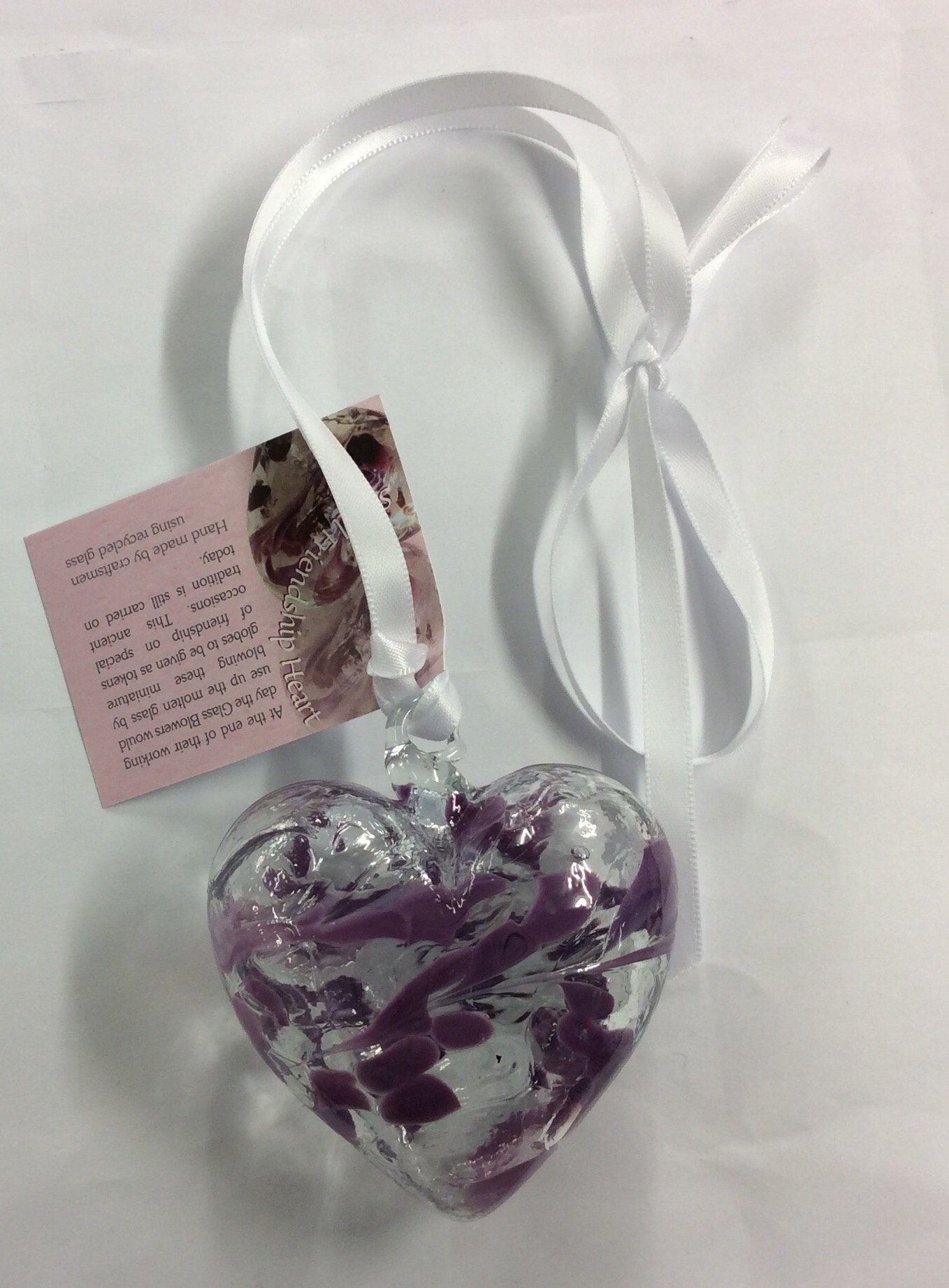 Milford Collection Glass Friendship Heart Small - Amethyst