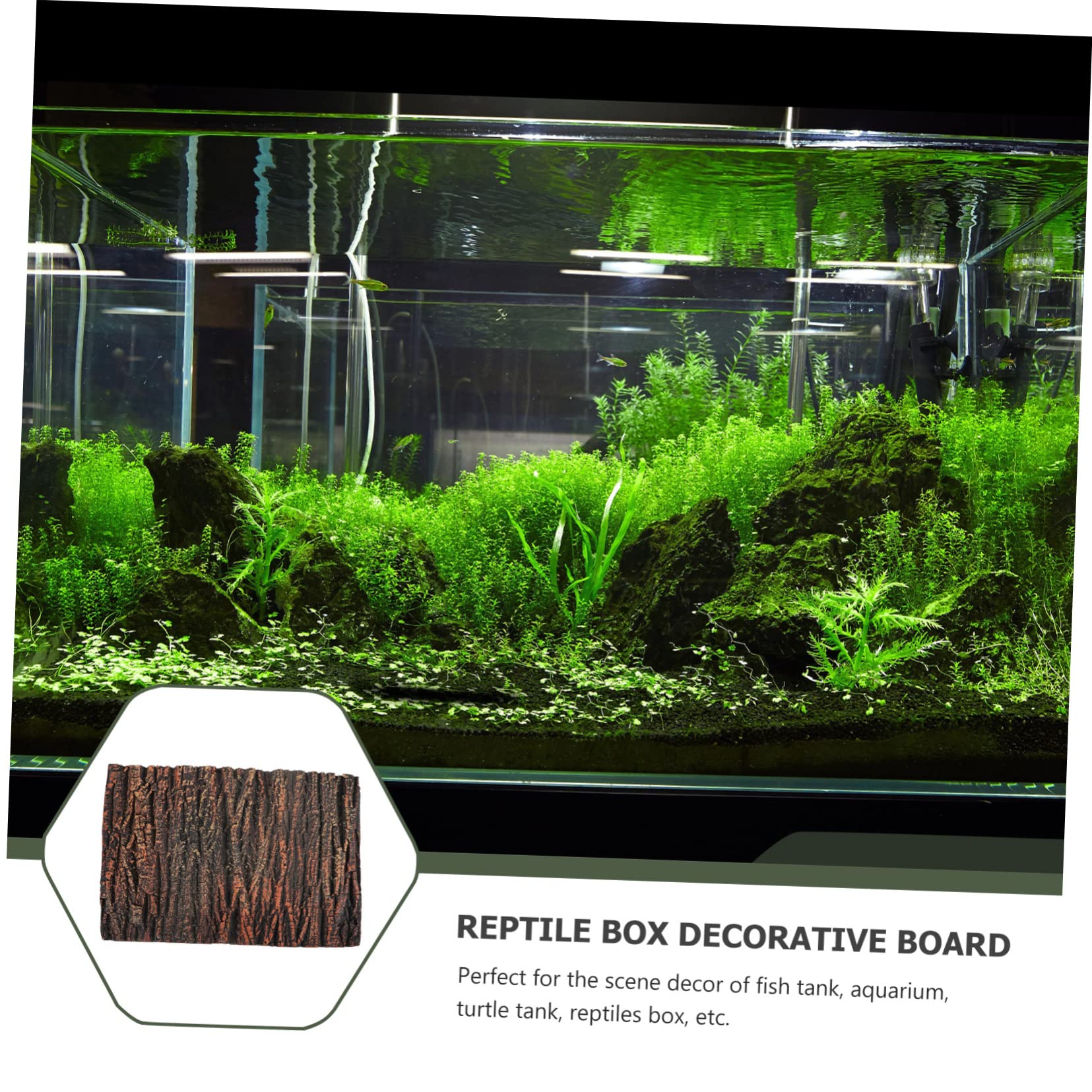 Totority 3D Oak Bark Aquarium Background Board Simulated Rock Slab Decor Reptile Tank Background