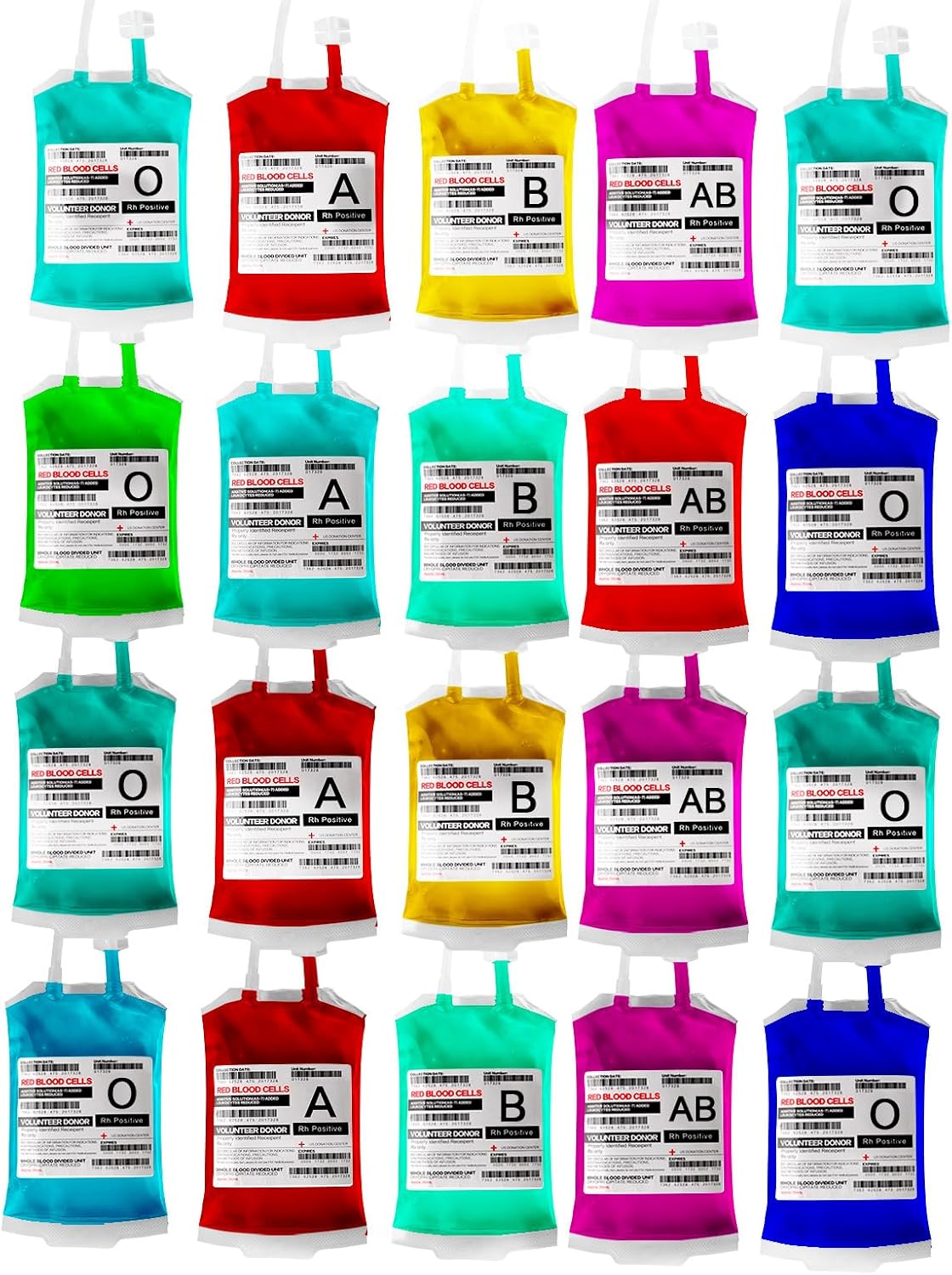 Meowtastic Blood Bags for Halloween Party Decorations - Reusable Halloween Blood Bag Drink Pouches with Syringe, IV Bags, Vampire Nurse Graduation Decoration Supplies - Pack of 50