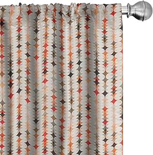Ambesonne Geometric Window Curtains Pack of 2, Vintage Oval Pattern with...