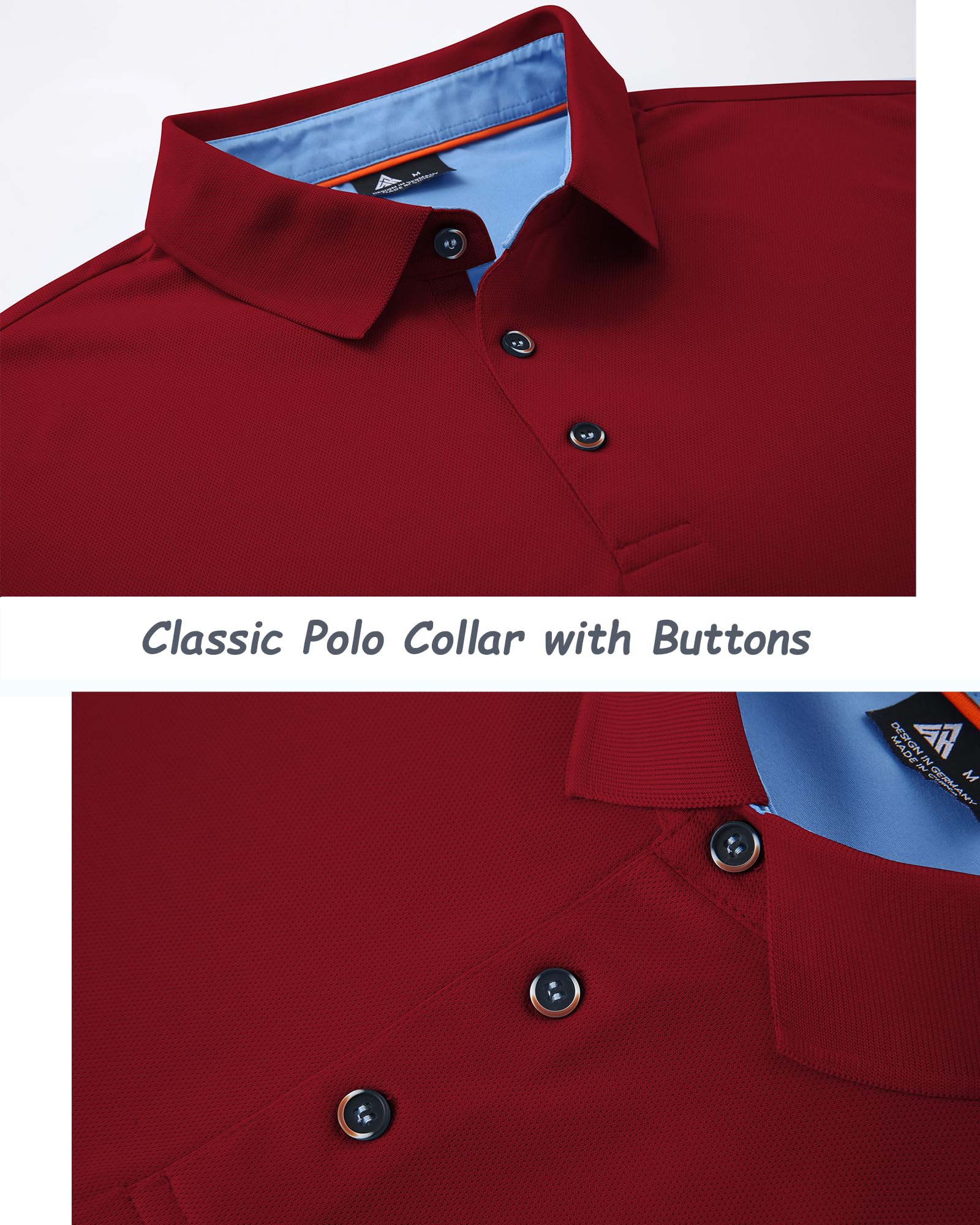 JACKETOWN Polo Uomo Maniche Lunghe Polo da Golf Tennis Casual T Shirt Traspirante Primavera Autunno Camicie per la Pesca Escursionismo