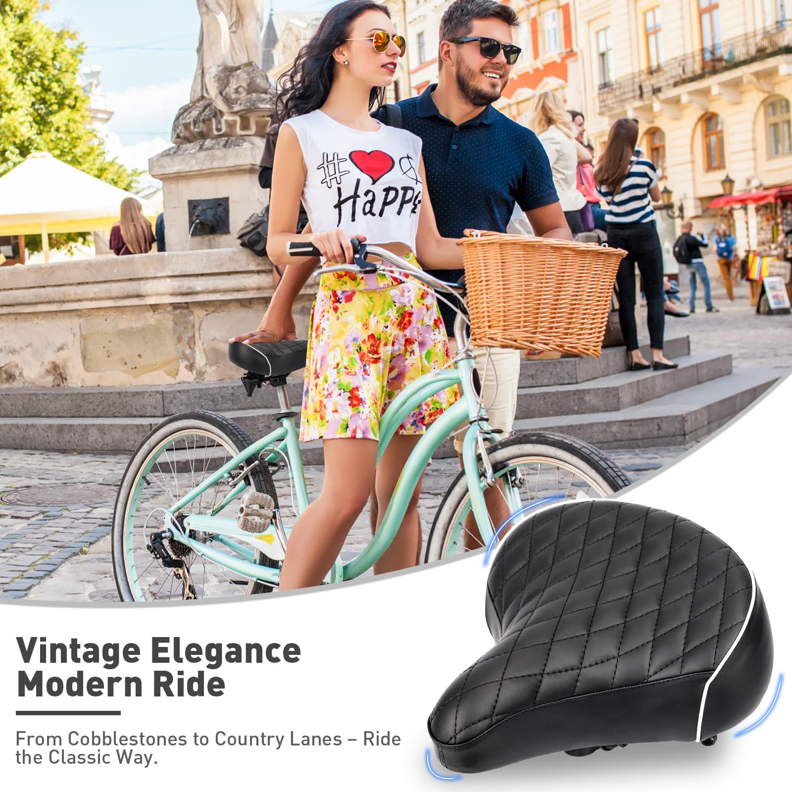 Fahrradsattel-Bequemer Gelsattel für Damen & Herren|Ergonomischer Komfortsitz für Stadtrad,MTB & Retro-Bikes(26×27cm)|Atmungsaktiv & Wasserdicht