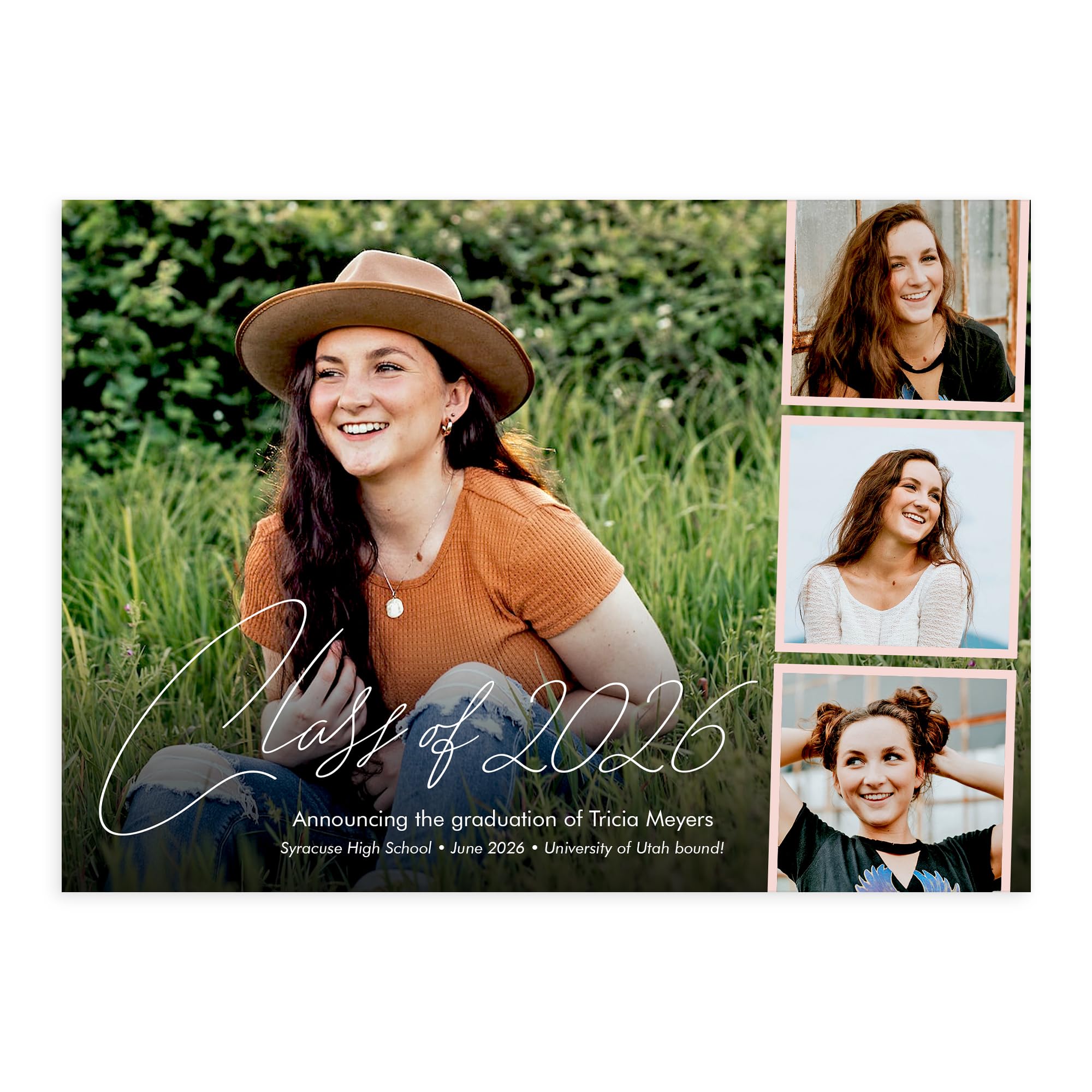 Let's Make Memories Personalized Graduation Announcements Class of 2026 or Any Year - Premium Quality Invitations - 5x7 - Custom Photo Cards & White