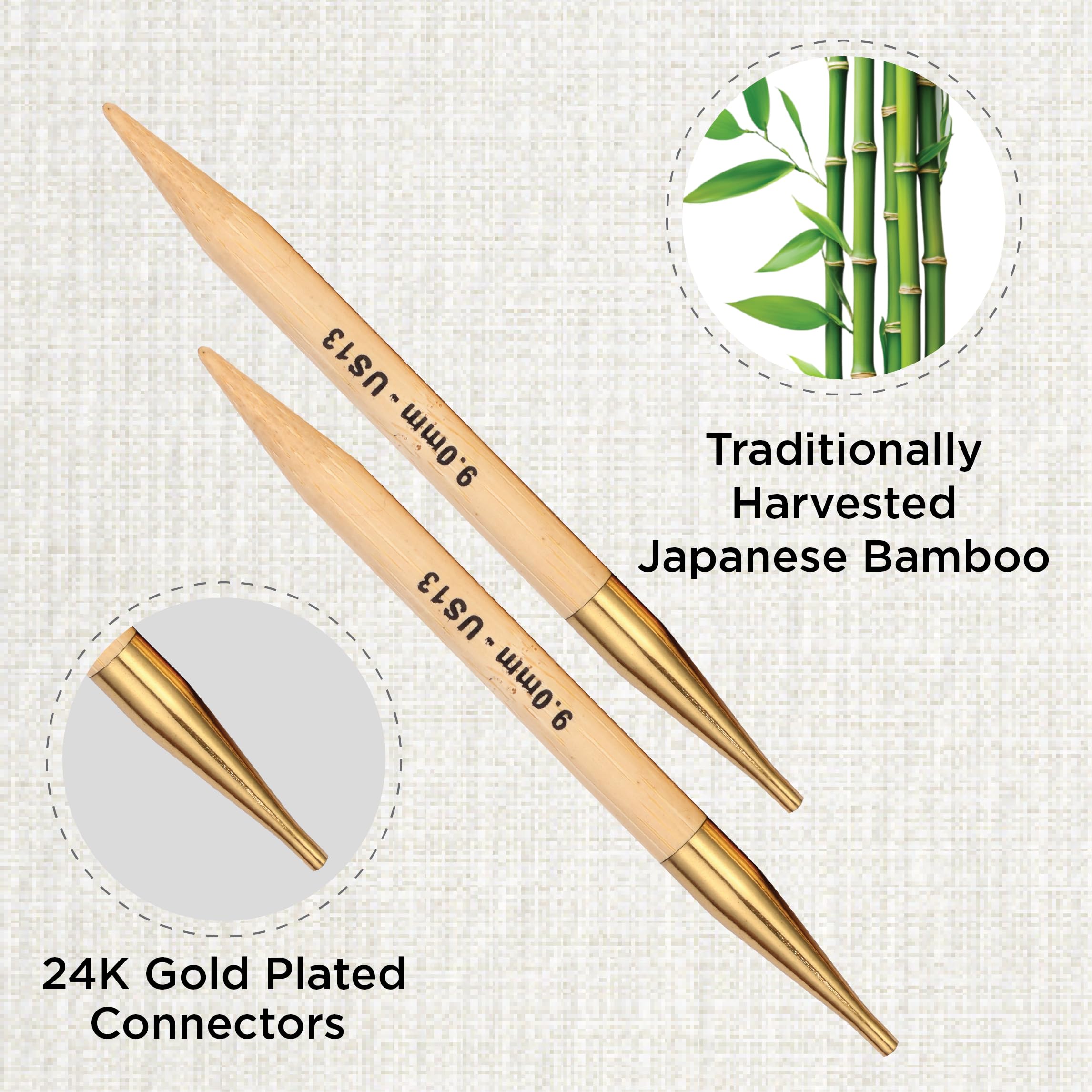 KnitPro Bamboo interchangeable needle tips 9.00mm - 3pcs - Image 2